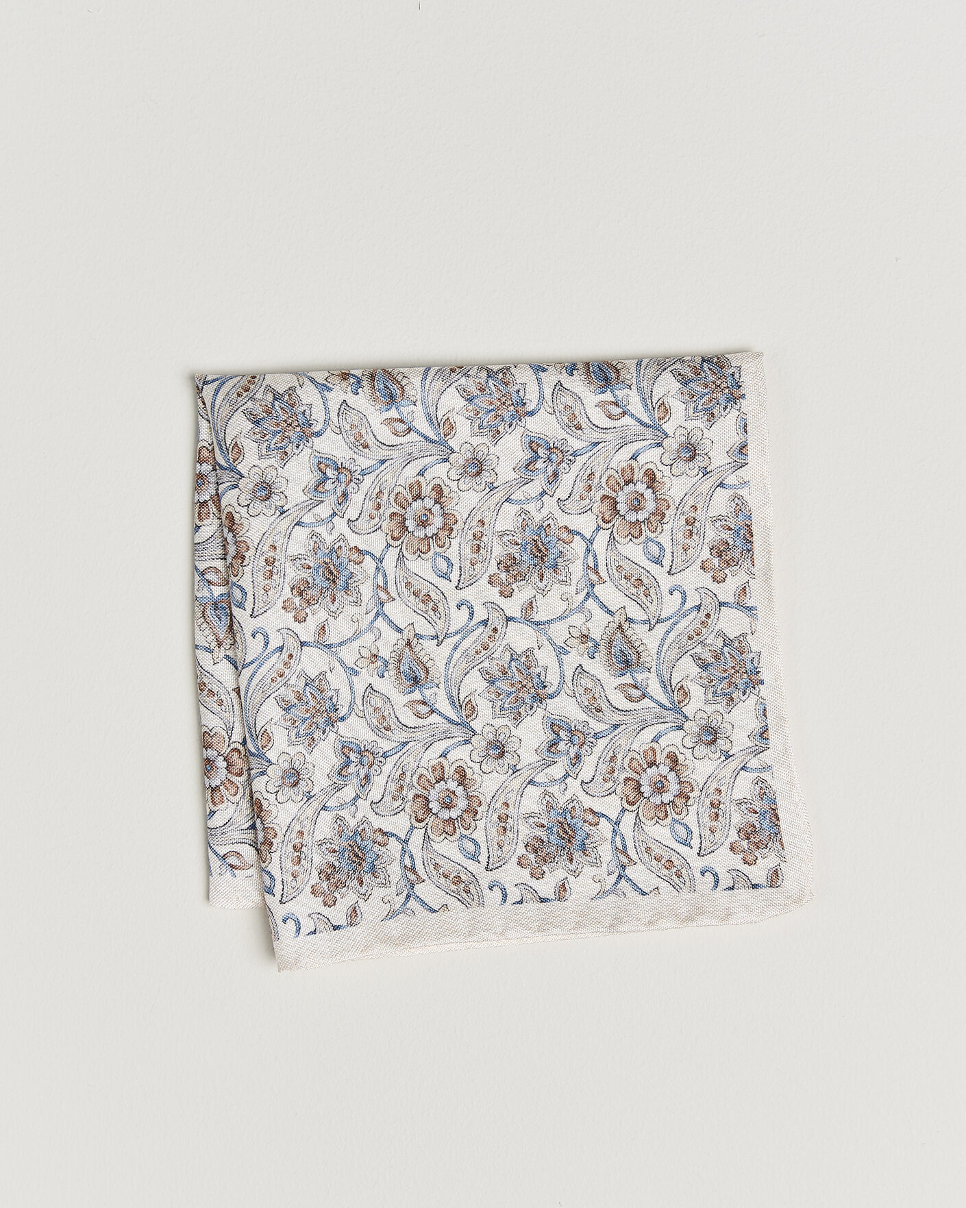 Hombres | Pañuelos de bolsillo | Amanda Christensen | Silk Oxford Large Flower Pocket Square Cream