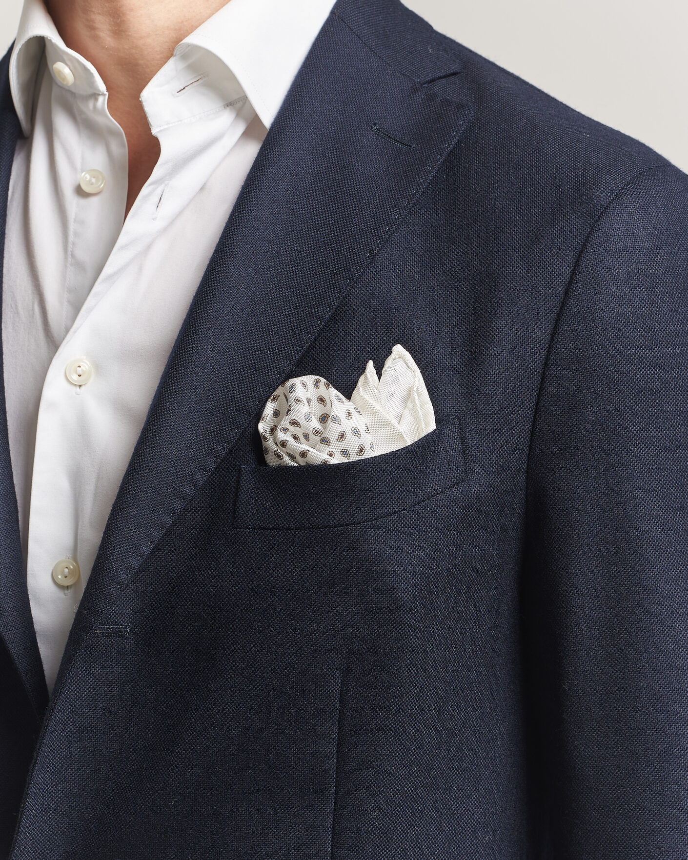 Hombres | Pañuelos de bolsillo | Amanda Christensen | Silk Oxford Pocket Square White