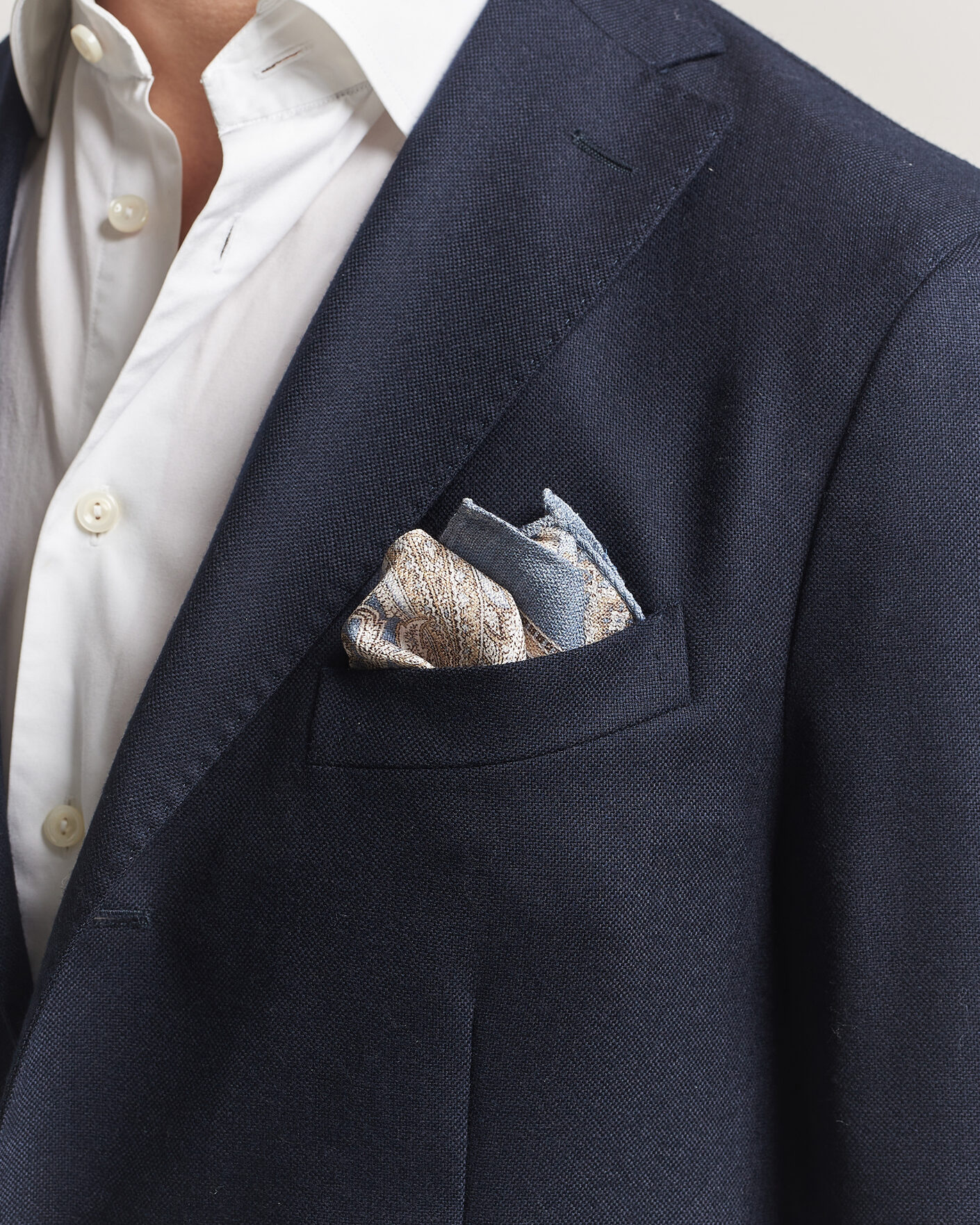 Hombres | Pañuelos de bolsillo | Amanda Christensen | Silk Shappe Double Faced Pocket Square Navy