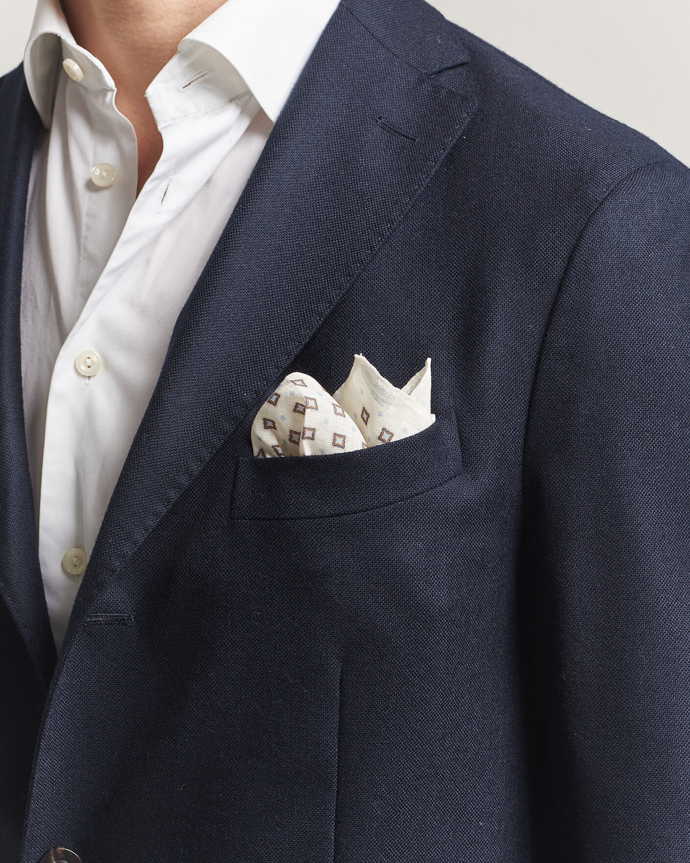Hombres | Pañuelos de bolsillo | Amanda Christensen | Linen Medallion Pocket Square Cream