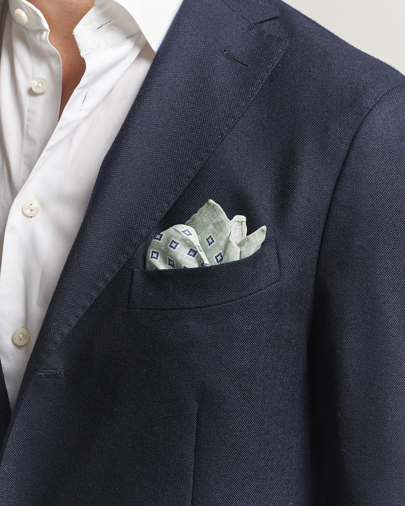 Hombres | Pañuelos de bolsillo | Amanda Christensen | Linen Medallion Pocket Square Green