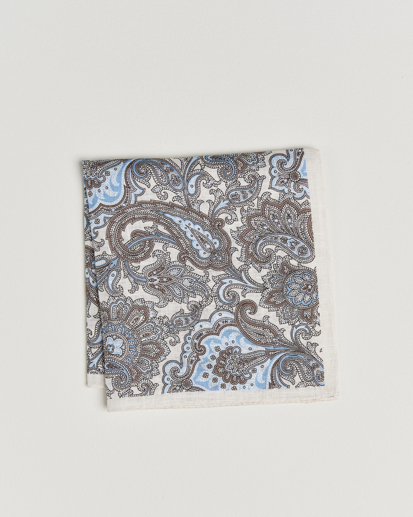 Hombres | Pañuelos de bolsillo | Amanda Christensen | Linen Large Paisley Pocket Square Cream