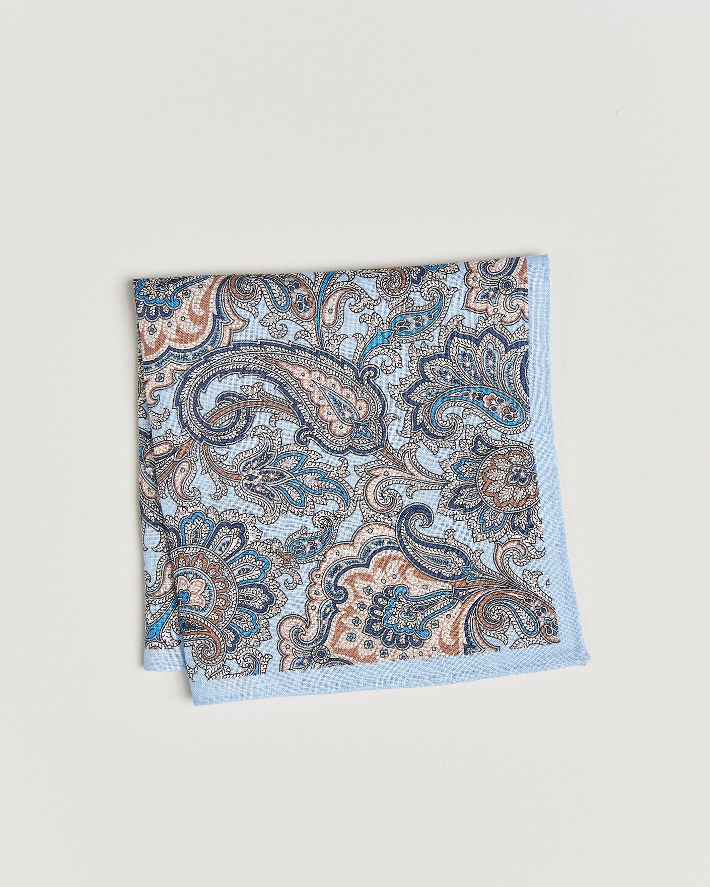 Hombres | Pañuelos de bolsillo | Amanda Christensen | Linen Large Paisley Pocket Square Blue