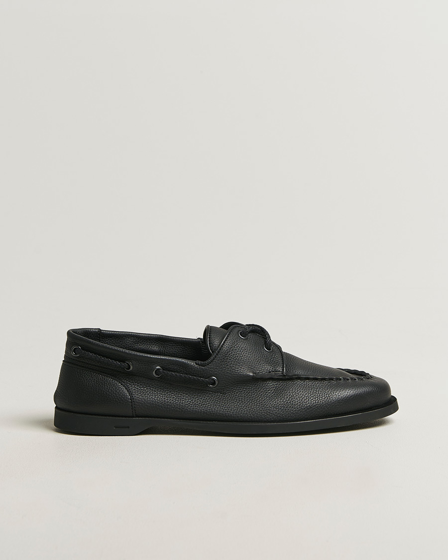 Hombres | Zapatos náuticos | John Lobb | Foil Boat Shoes Black Grain