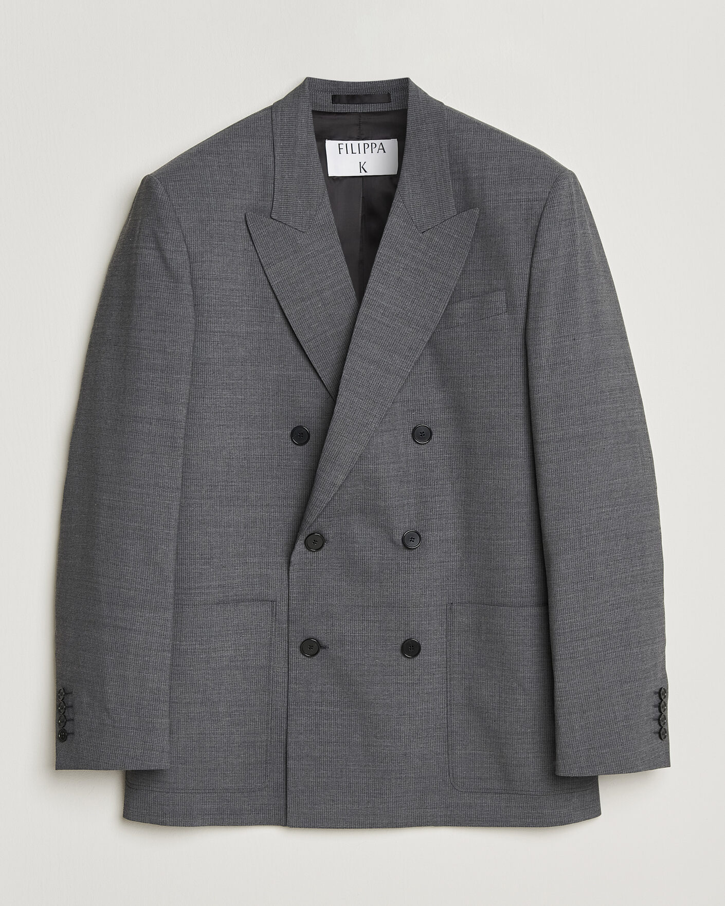 Hombres | Blazers | Filippa K | Michael Wool Pinstriped Double Breasted Blazer Mid Grey