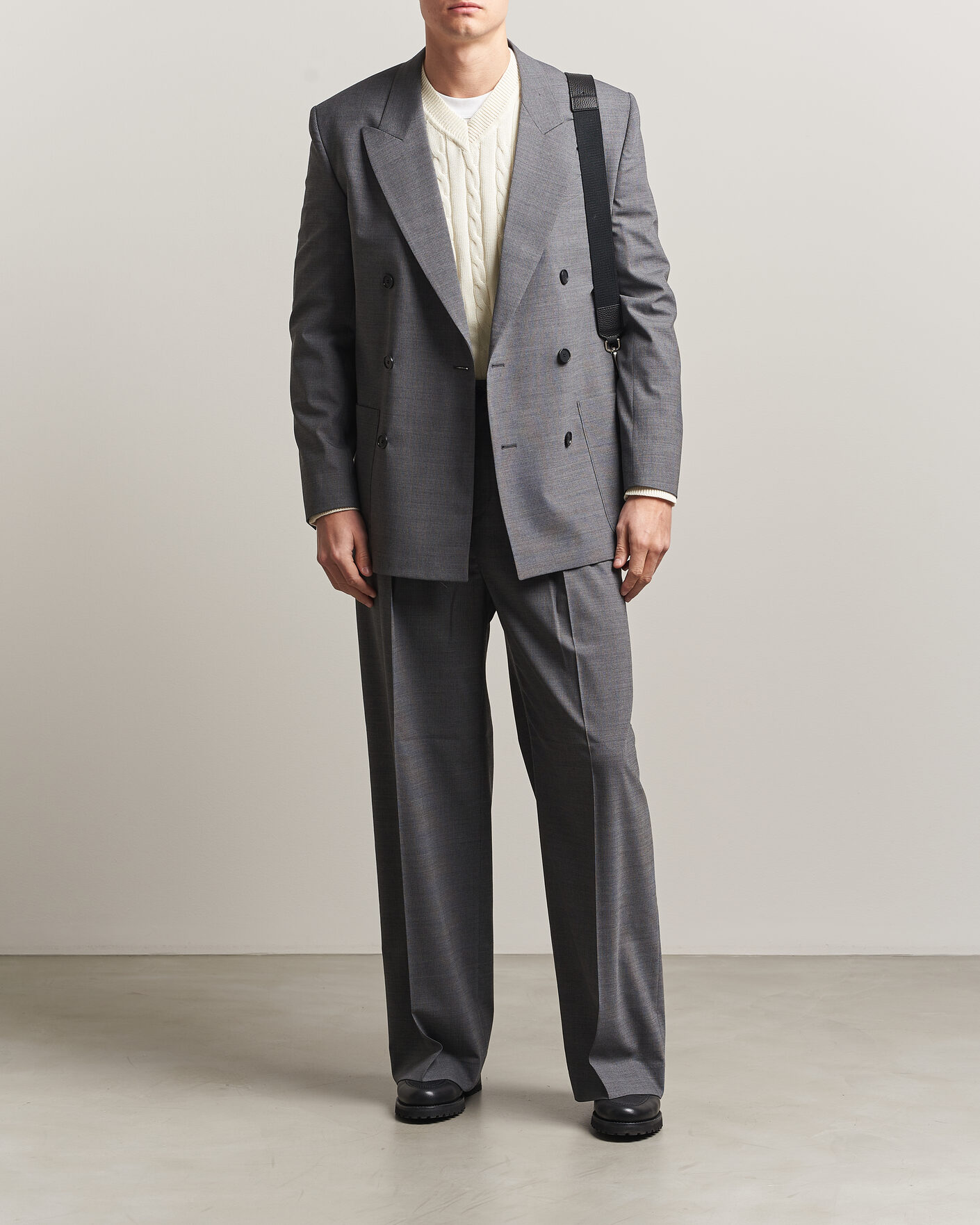 Hombres | Blazers | Filippa K | Michael Wool Pinstriped Double Breasted Blazer Mid Grey