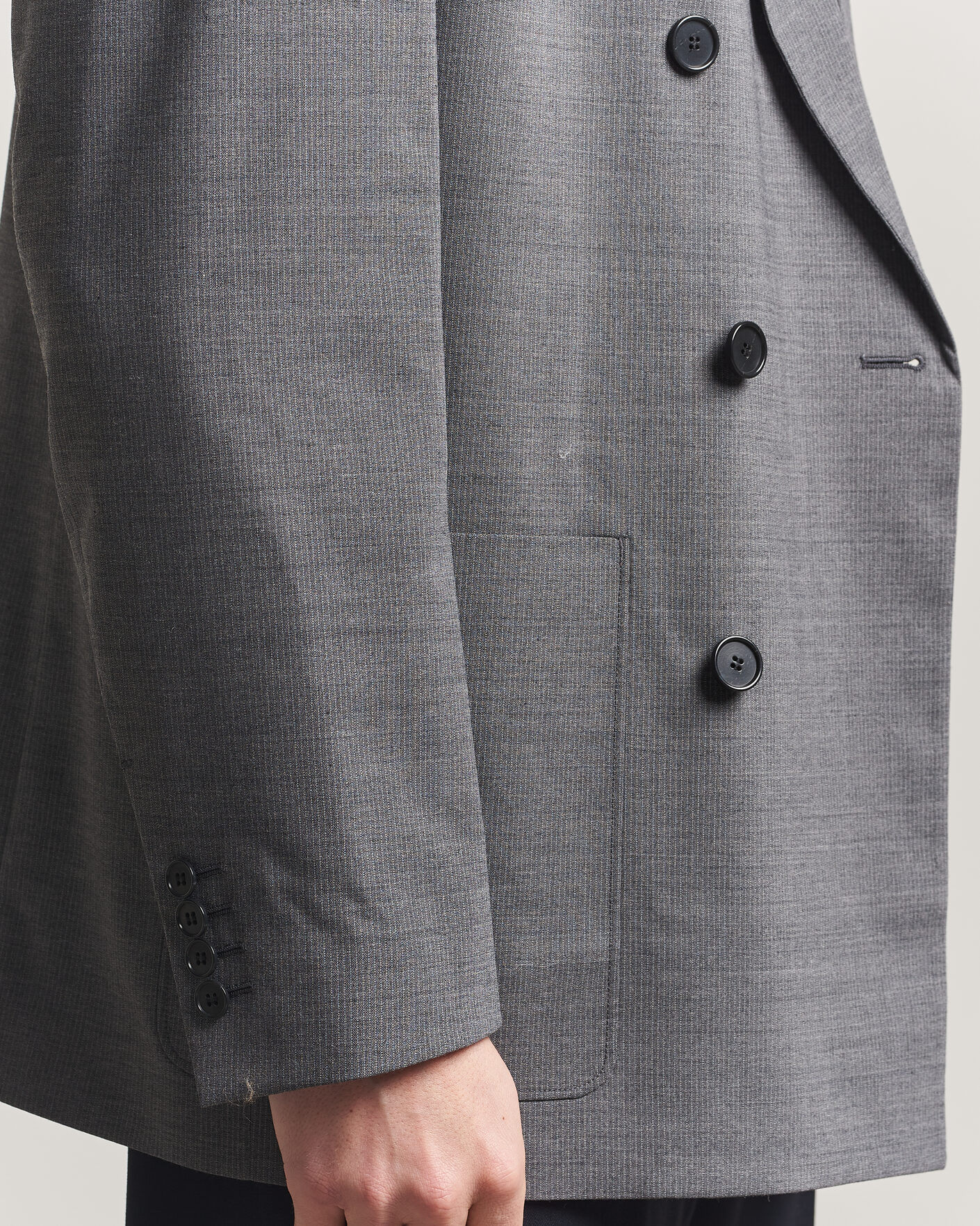 Hombres | Blazers | Filippa K | Michael Wool Pinstriped Double Breasted Blazer Mid Grey