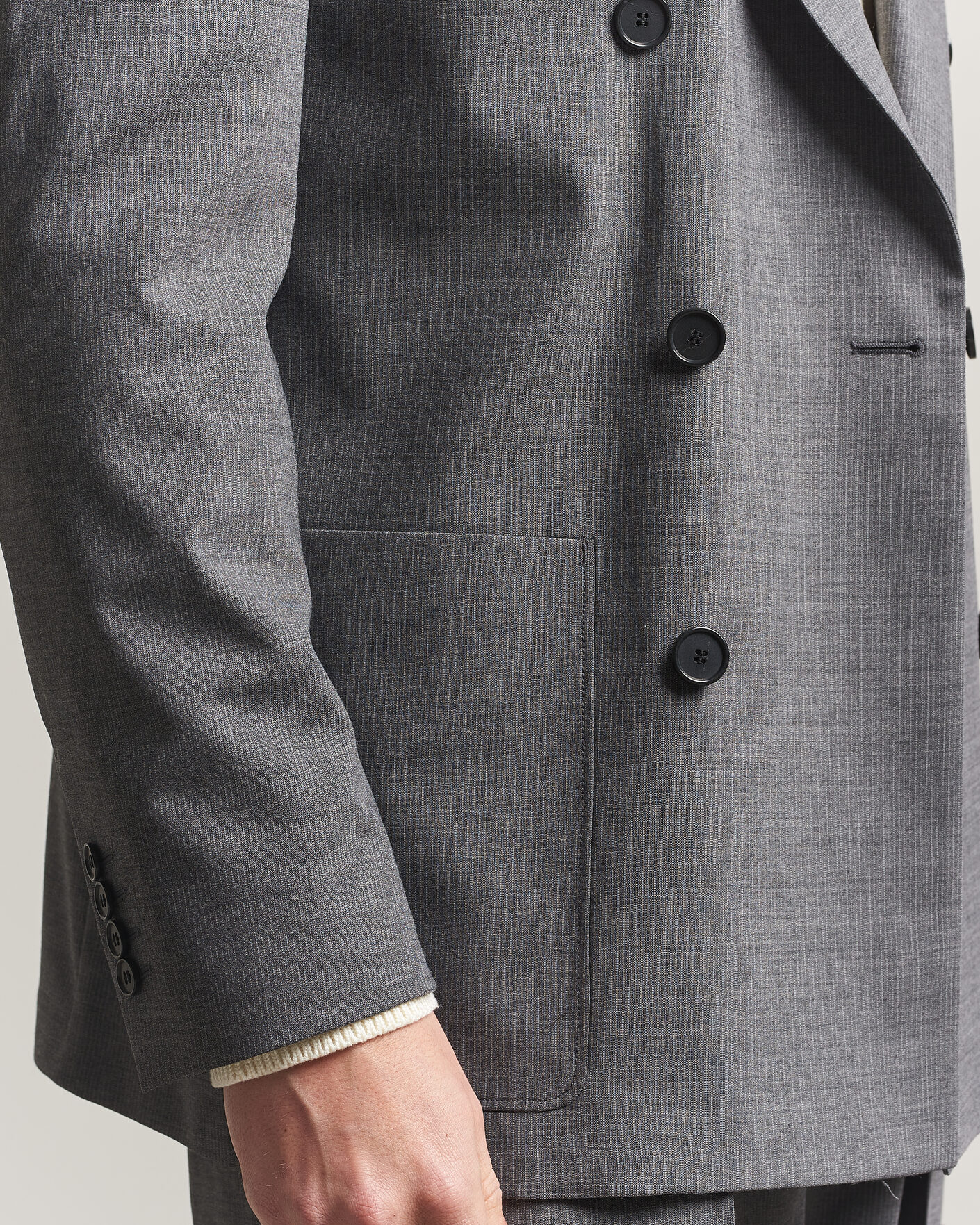 Hombres | Blazers | Filippa K | Michael Wool Pinstriped Double Breasted Blazer Mid Grey