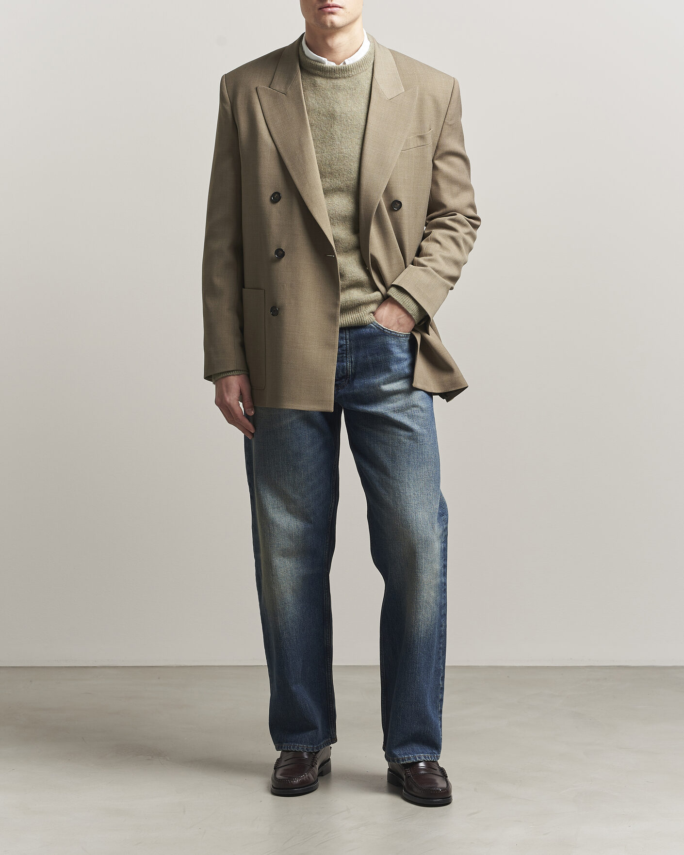 Hombres | Blazers | Filippa K | Michael Wool Double Breasted Blazer Light Driftwood