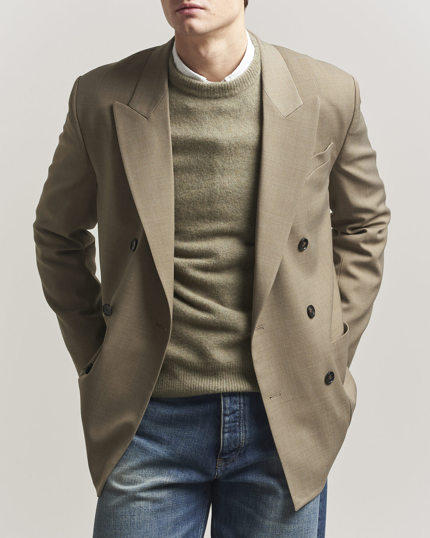 Hombres | Blazers | Filippa K | Michael Wool Double Breasted Blazer Light Driftwood