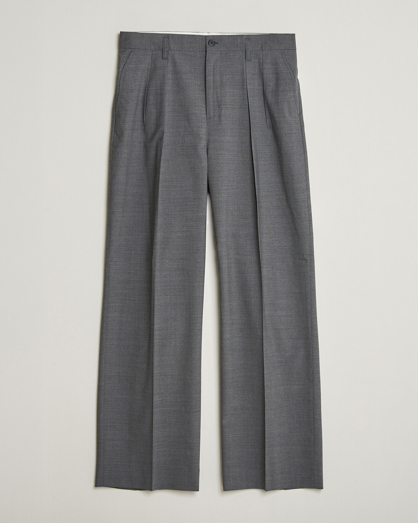Hombres | Pantalones | Filippa K | Milo Wide Wool Pinstriped Trousers Mid Grey