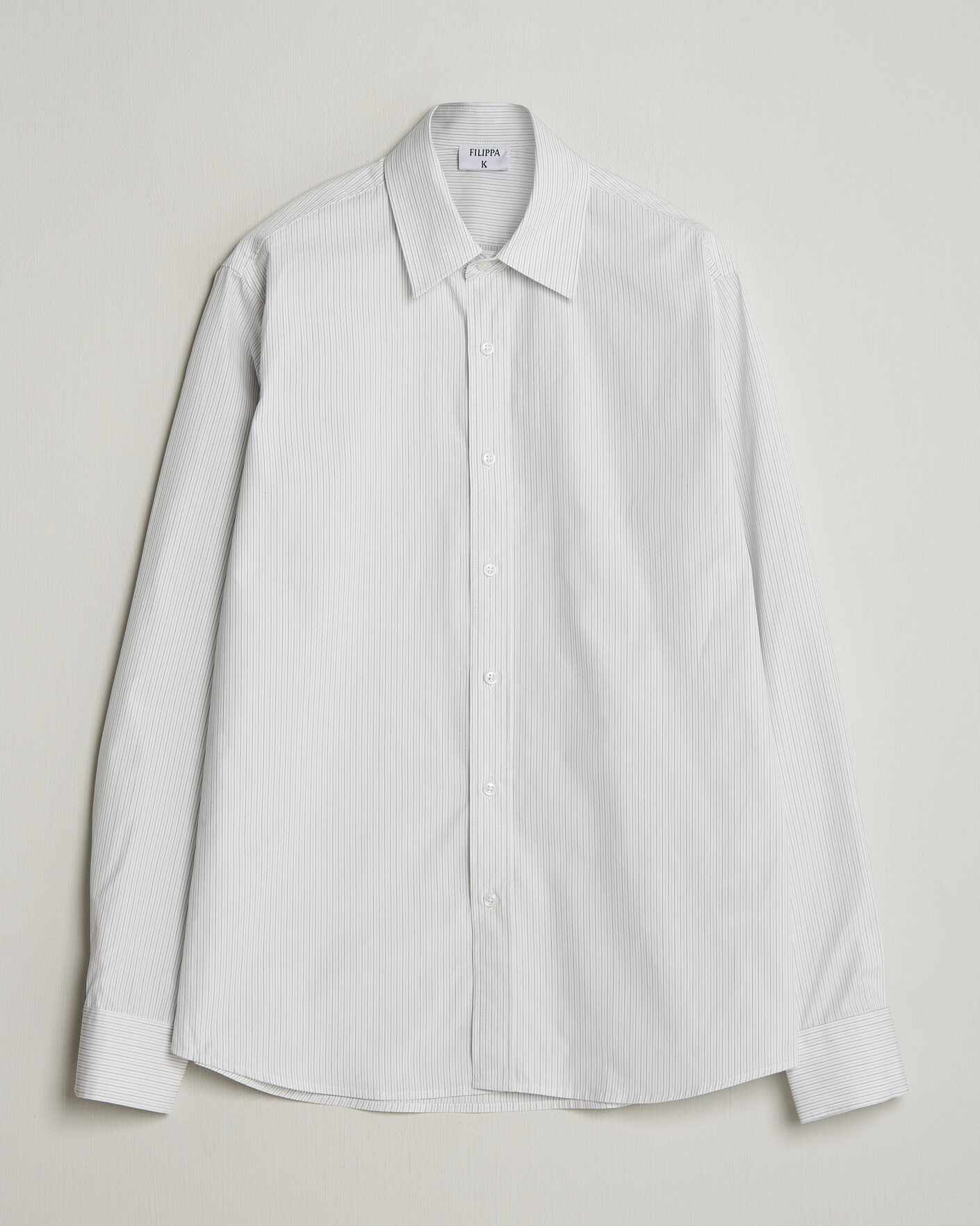 Hombres | Camisas | Filippa K | Cotton Poplin Striped Shirt White/Black