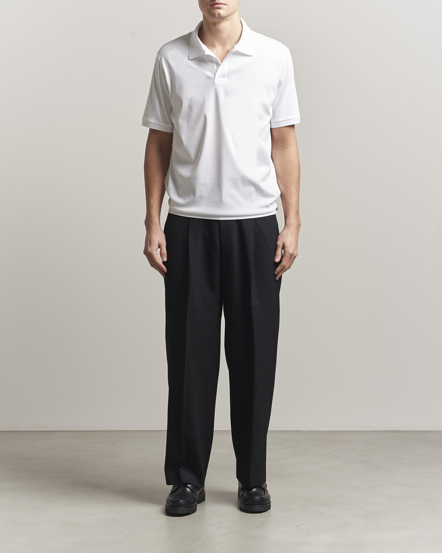 Hombres | Polos | Filippa K | Technical Cotton Polo White