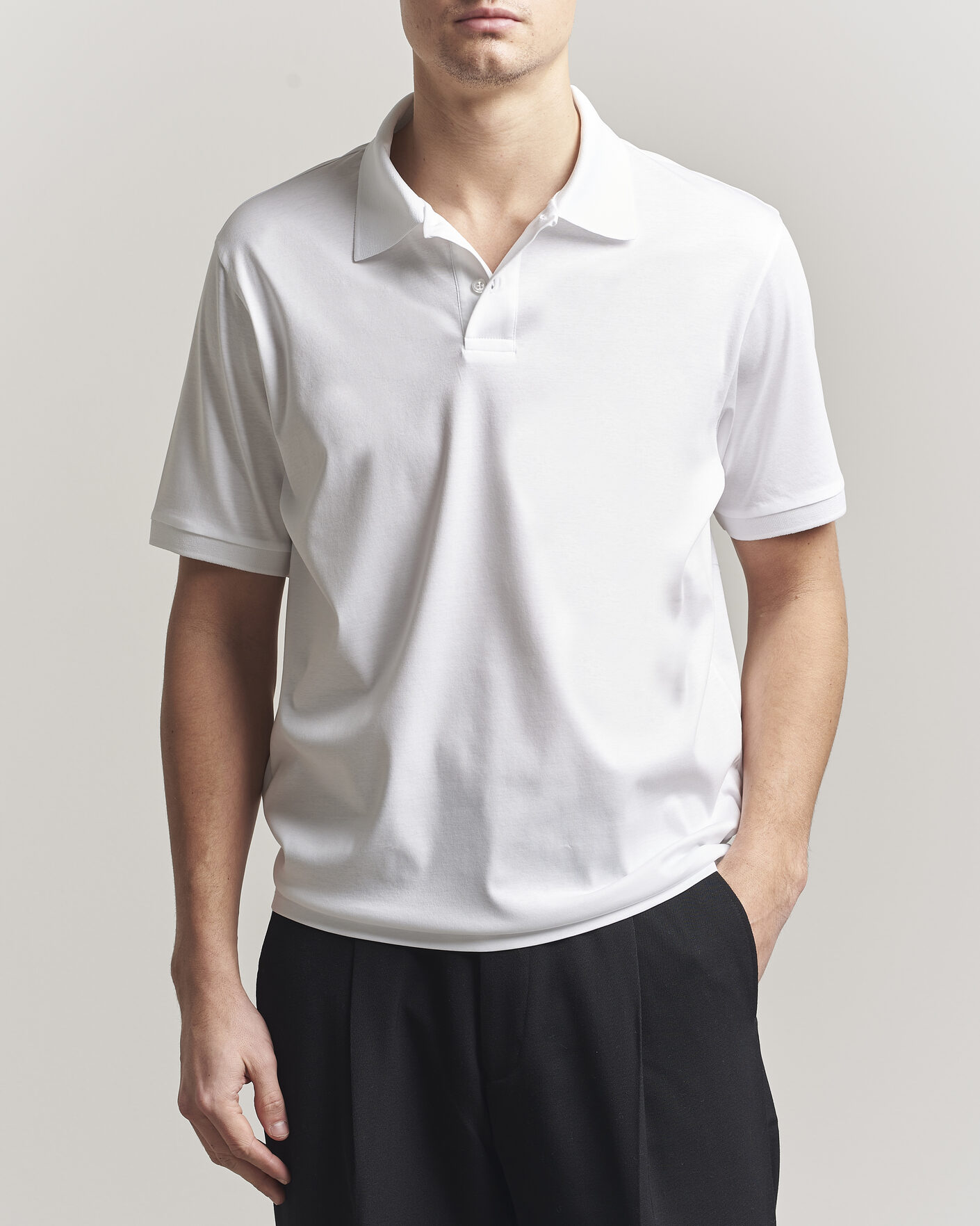Hombres | Polos | Filippa K | Technical Cotton Polo White
