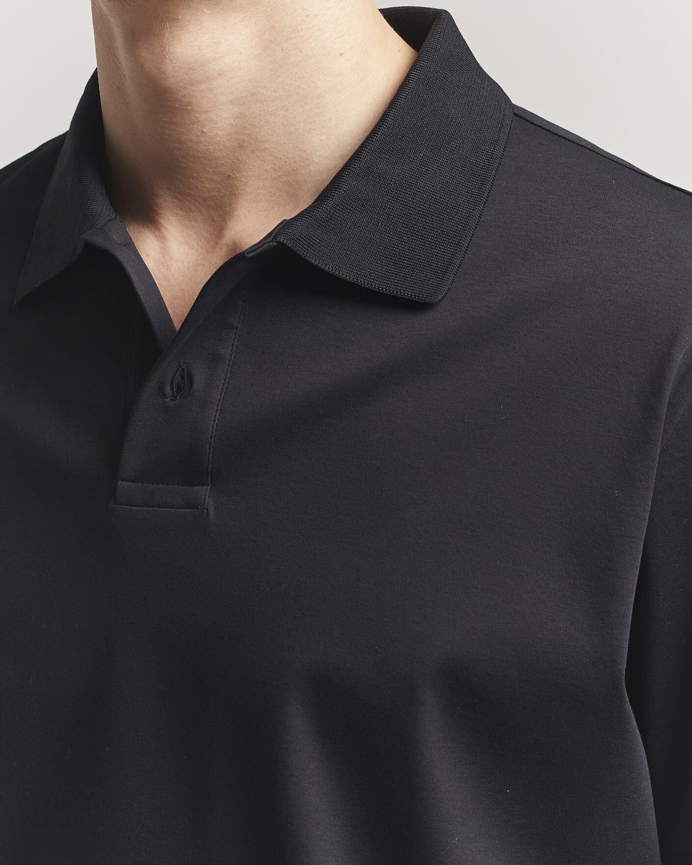 Hombres | Polos | Filippa K | Technical Cotton Polo Black