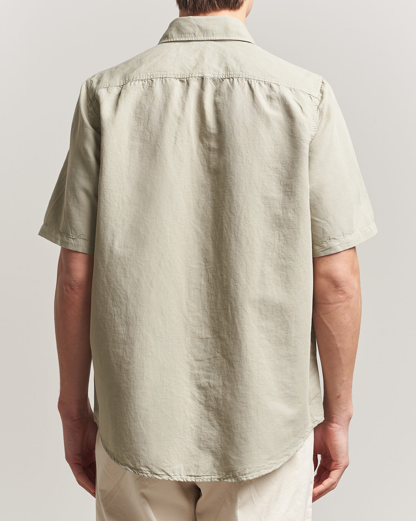 Hombres | Camisas | Filippa K | Cotton/Linen Short Sleeve Shirt Light Green