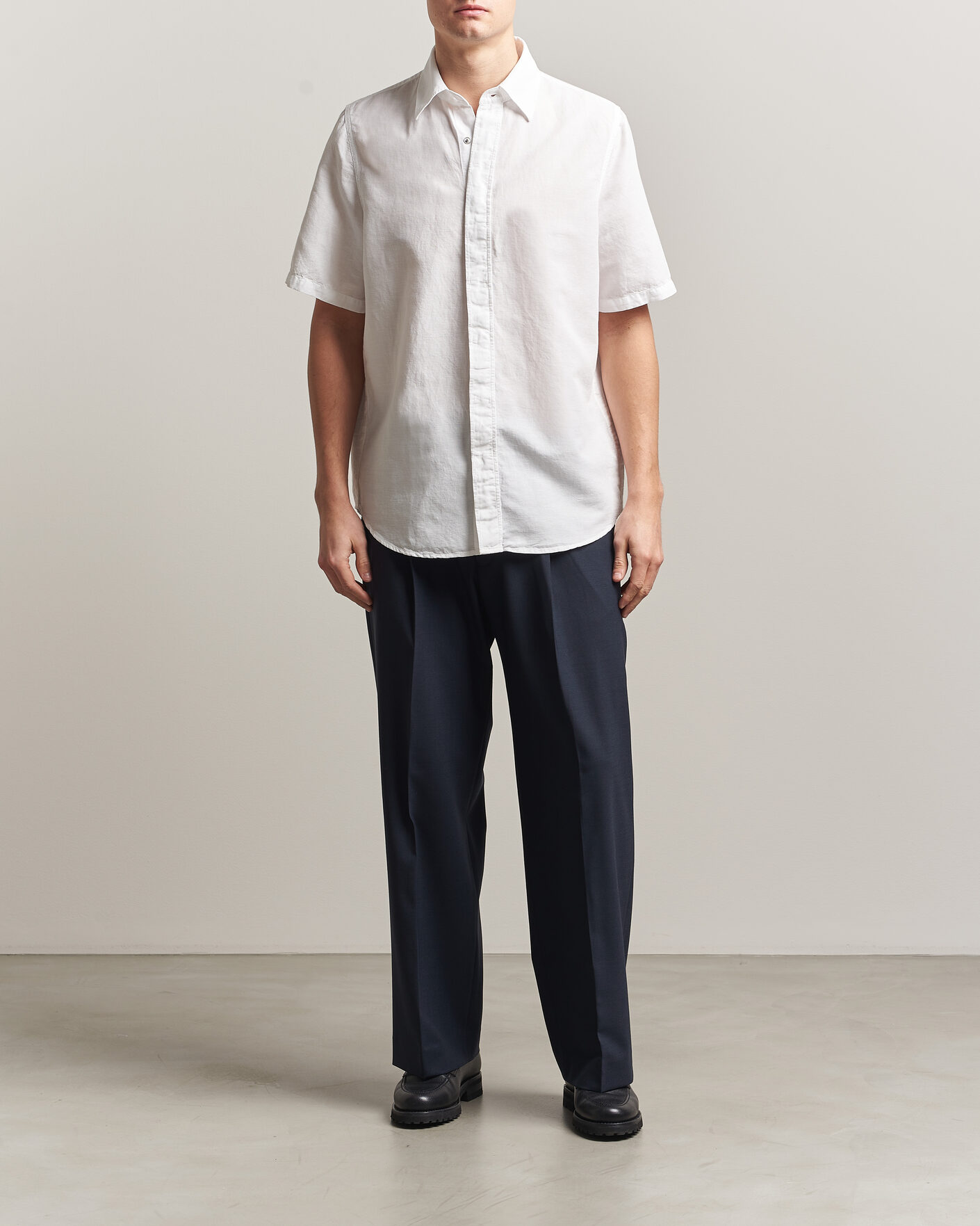 Hombres | Camisas | Filippa K | Cotton/Linen Short Sleeve Shirt White