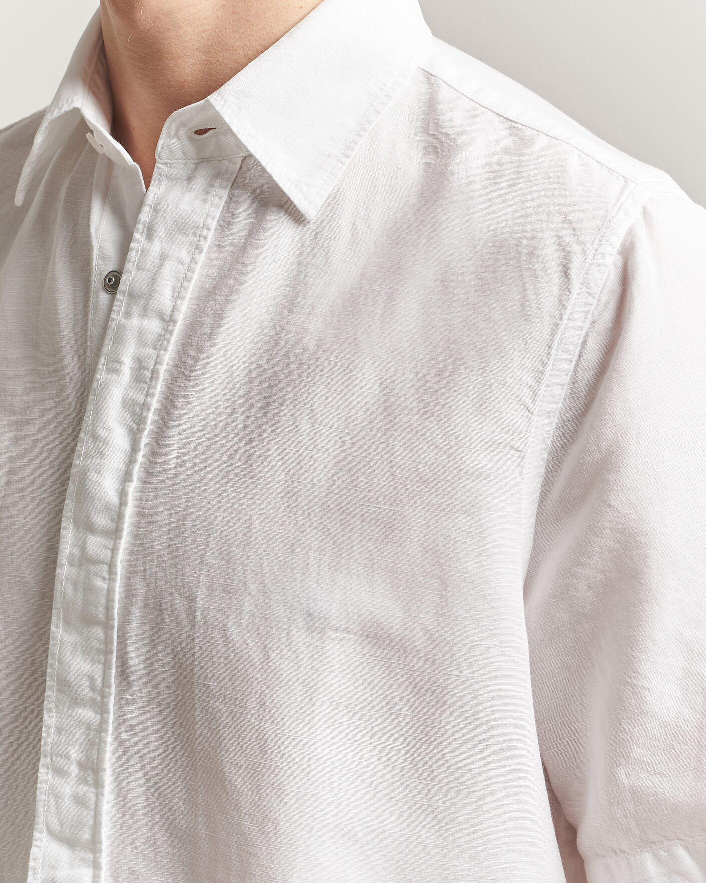 Hombres | Camisas | Filippa K | Cotton/Linen Short Sleeve Shirt White