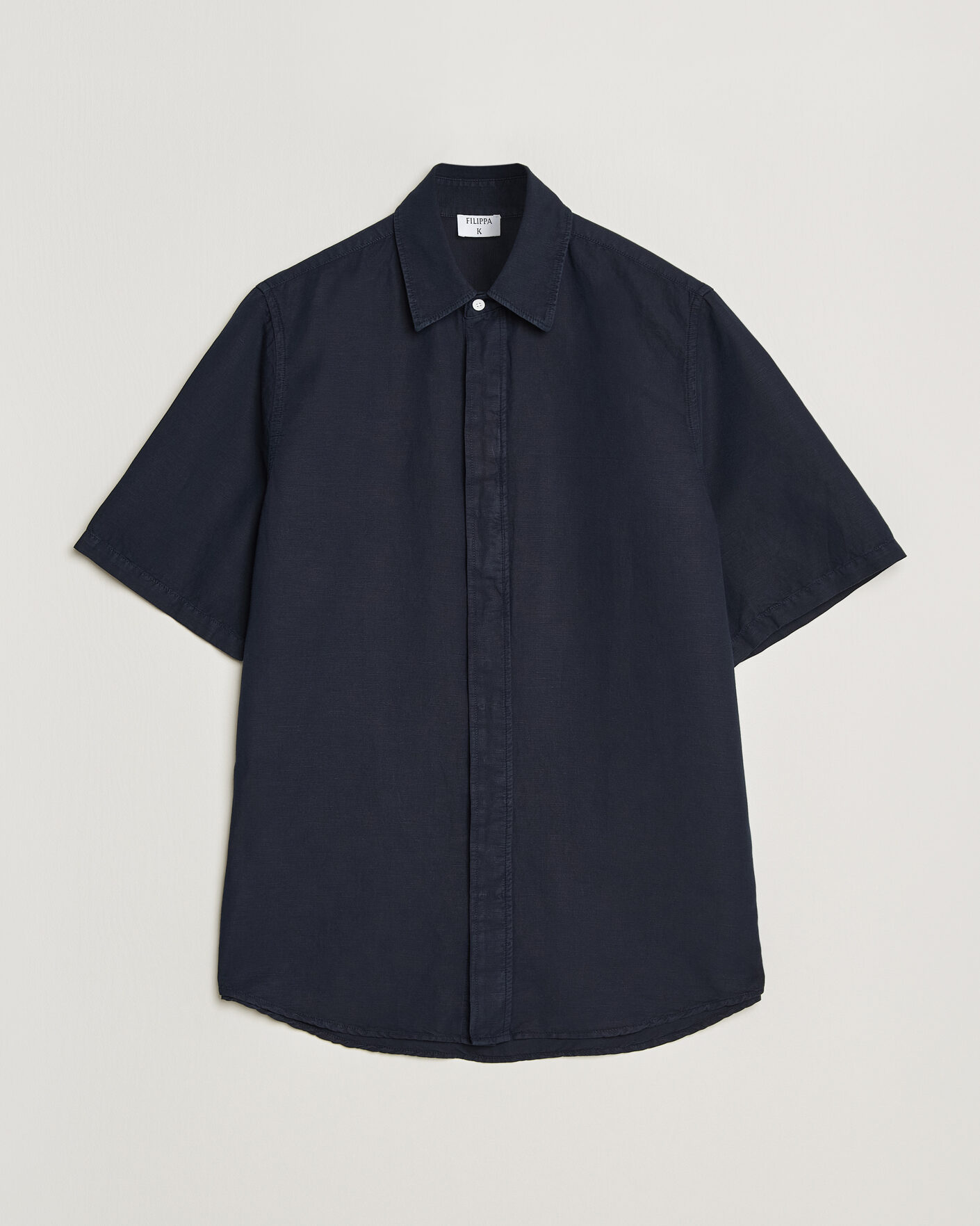 Hombres | Camisas | Filippa K | Cotton/Linen Short Sleeve Shirt Navy