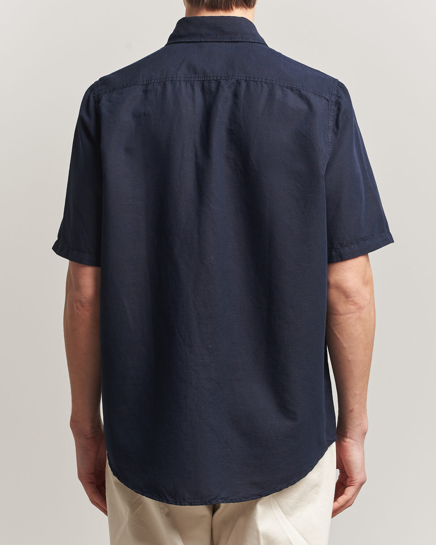 Hombres | Camisas | Filippa K | Cotton/Linen Short Sleeve Shirt Navy