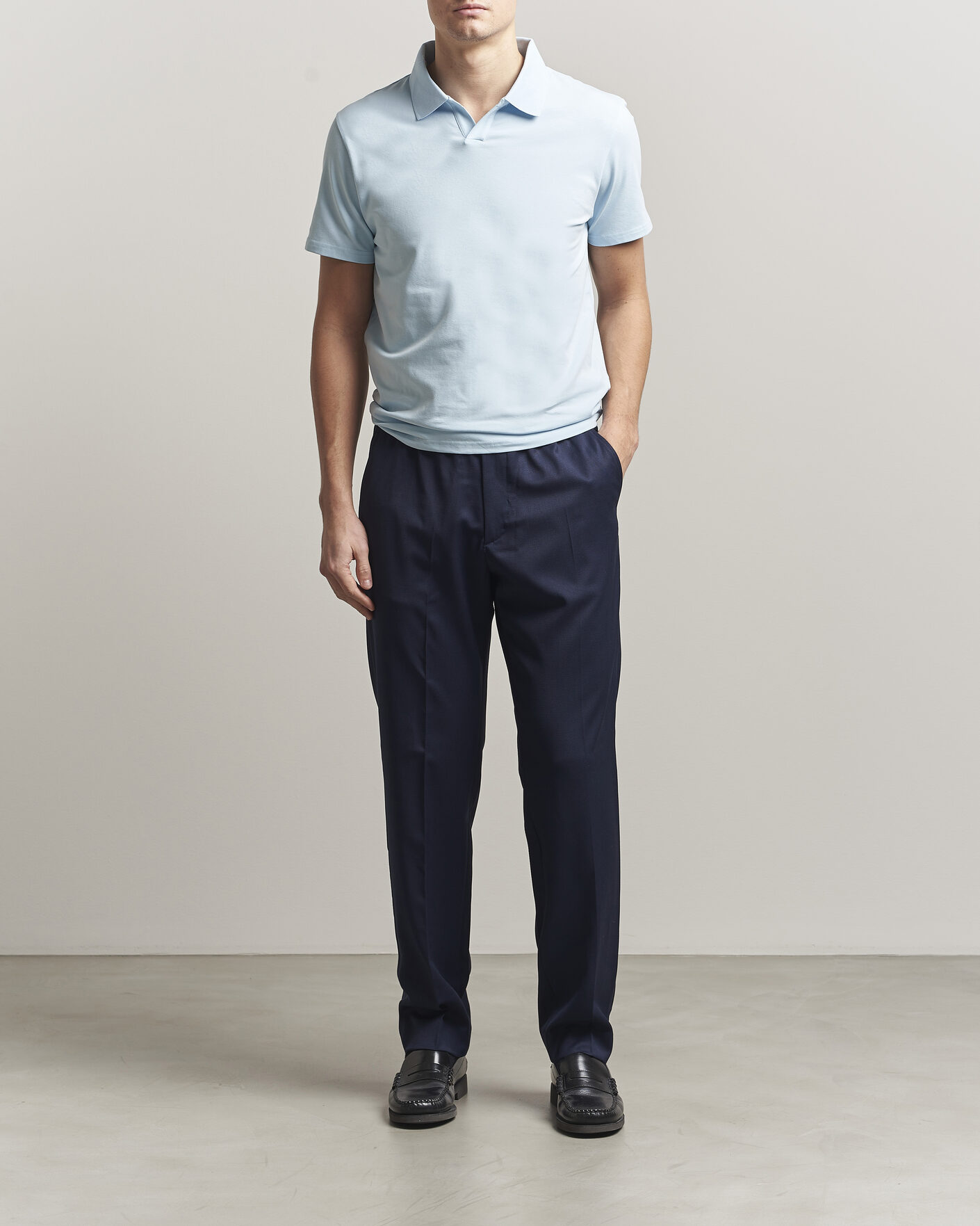 Hombres | Pantalones | Filippa K | Theo Relaxed Wool Trousers Ink Navy