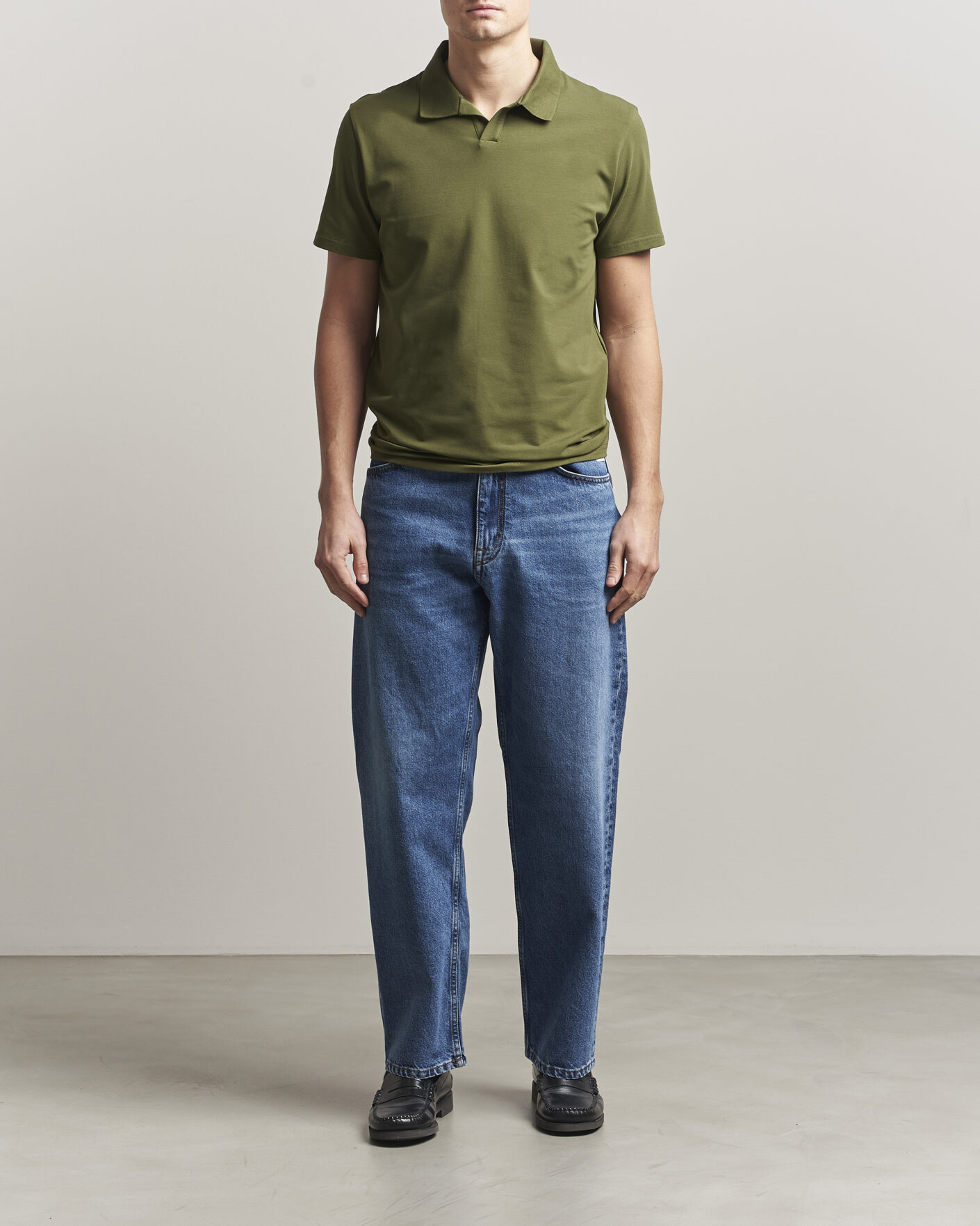 Hombres | Polos | Filippa K | Soft Lycra Polo T-Shirt Laurel Green