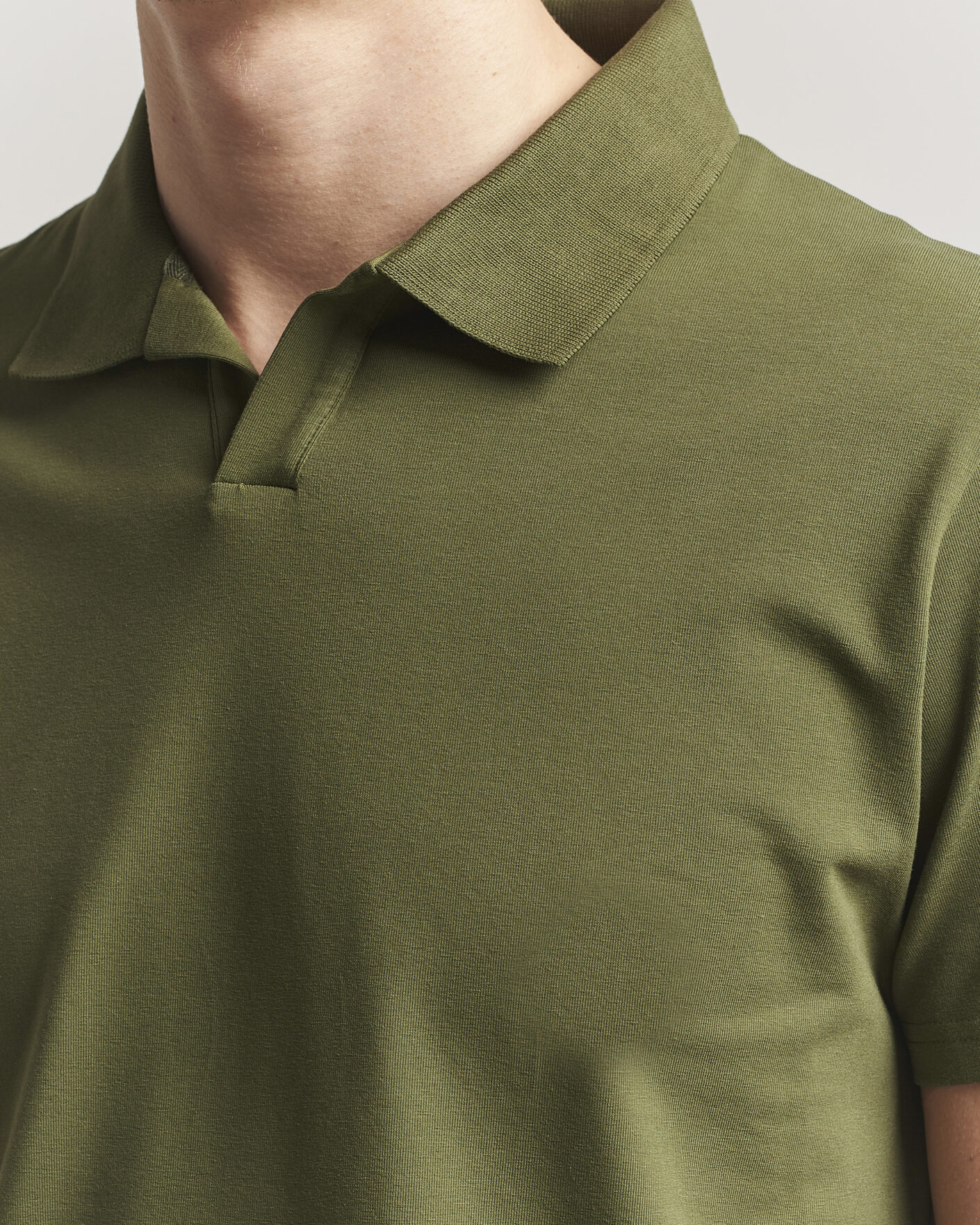 Hombres | Polos | Filippa K | Soft Lycra Polo T-Shirt Laurel Green