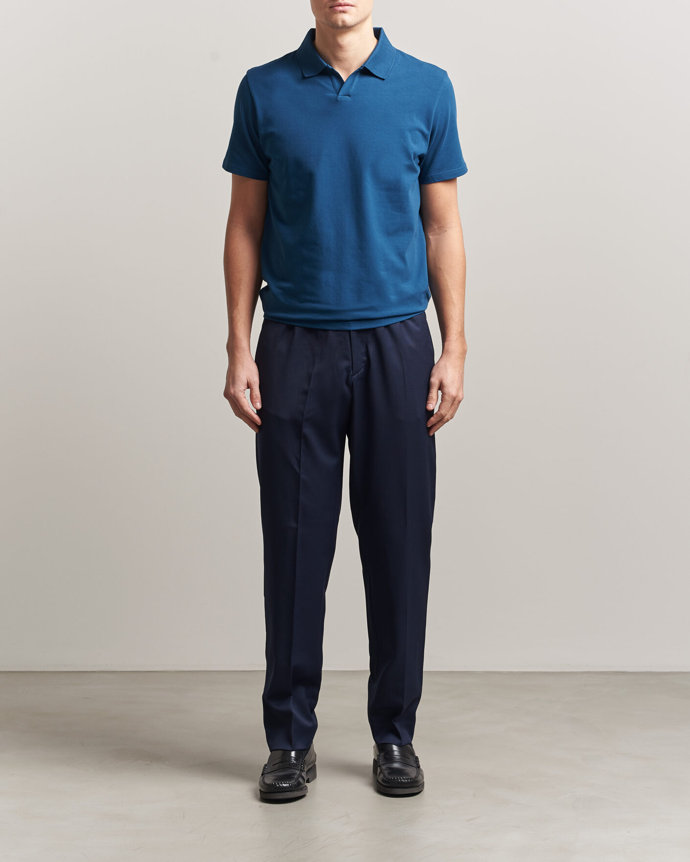 Hombres | Polos | Filippa K | Soft Lycra Polo T-Shirt Night Teal