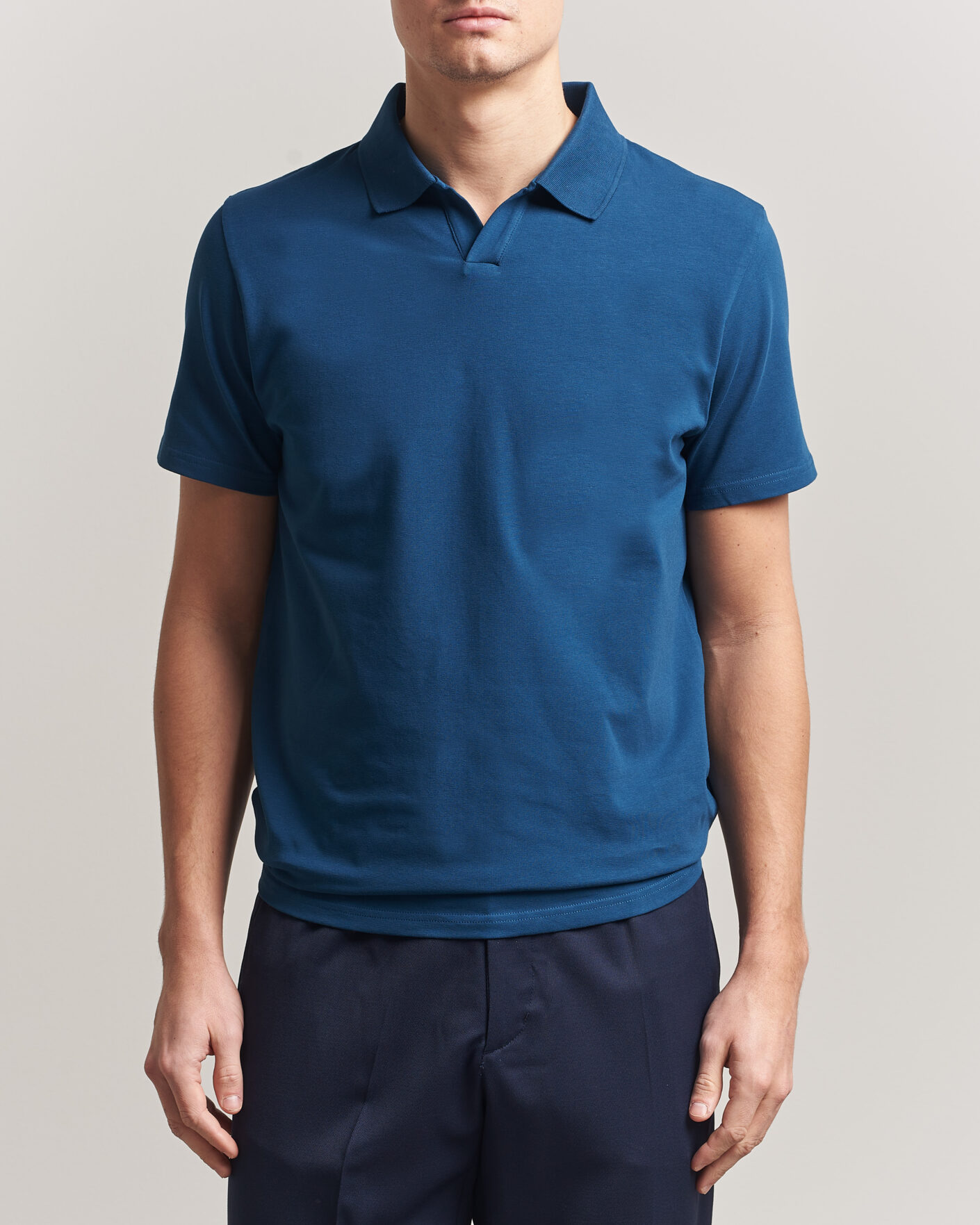 Hombres | Polos | Filippa K | Soft Lycra Polo T-Shirt Night Teal