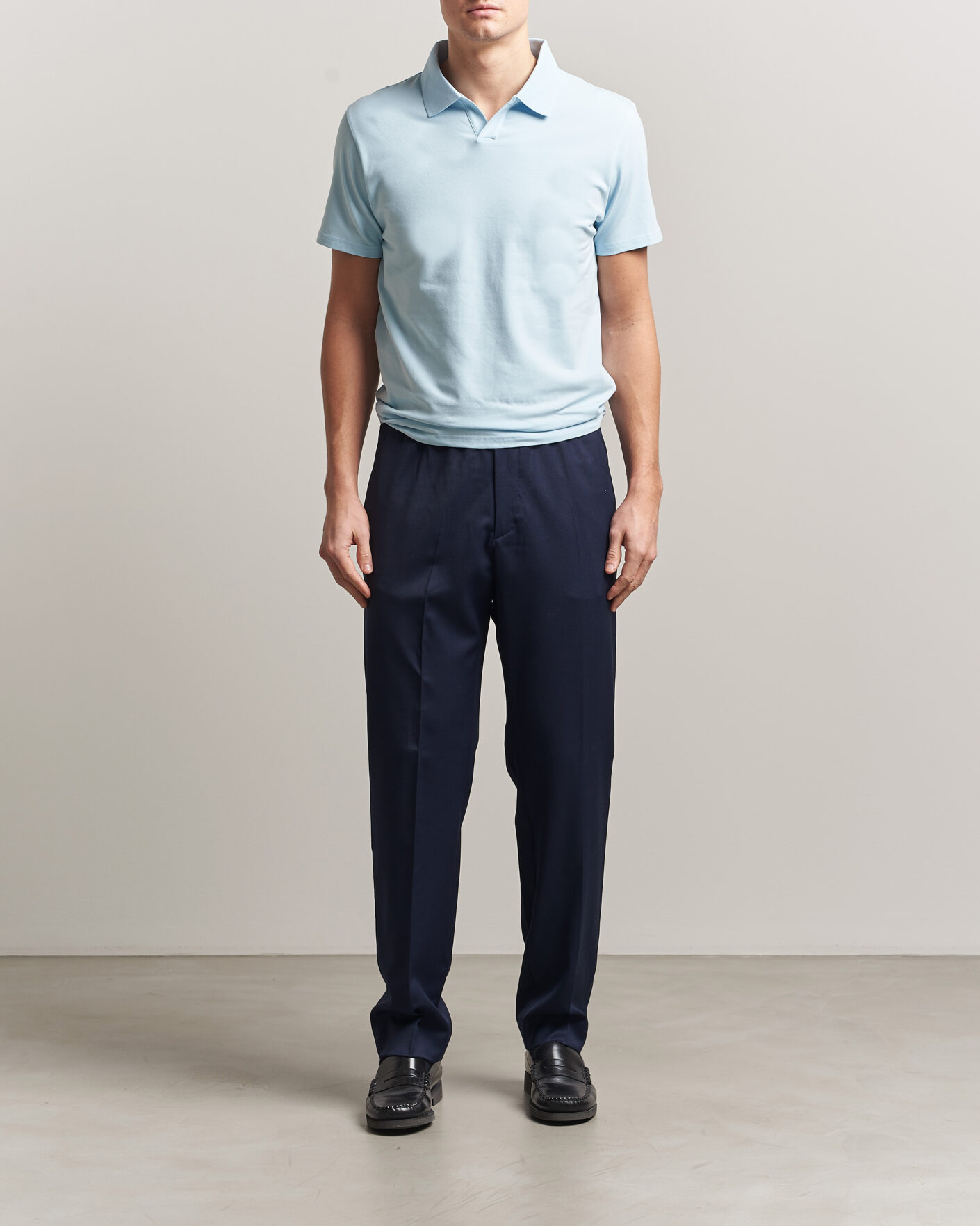 Hombres | Polos | Filippa K | Soft Lycra Polo T-Shirt Frost Blue