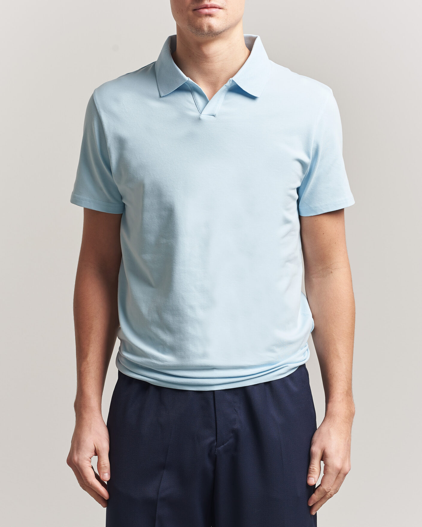 Hombres | Polos | Filippa K | Soft Lycra Polo T-Shirt Frost Blue