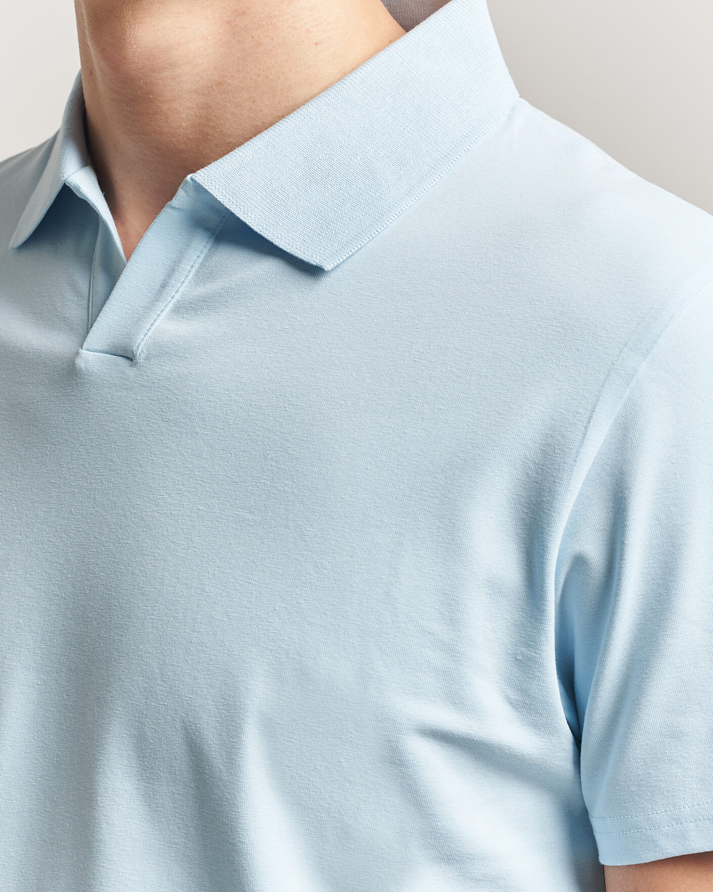 Hombres | Polos | Filippa K | Soft Lycra Polo T-Shirt Frost Blue