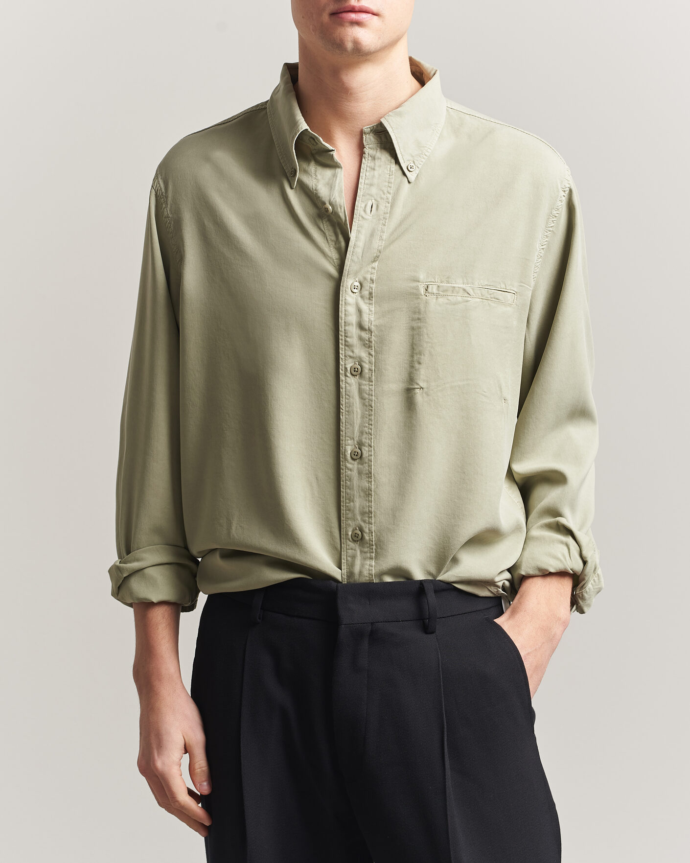 Hombres | Camisas | Filippa K | Zack Lyocell Shirt Light Green
