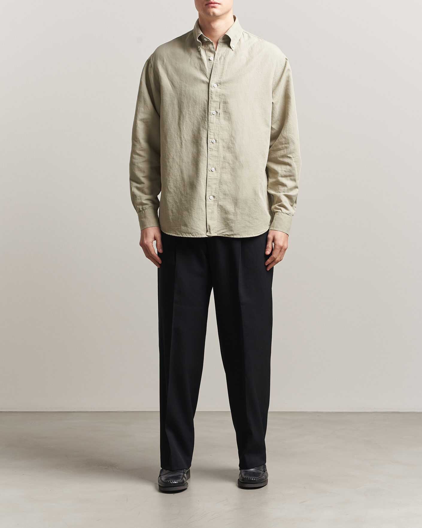 Hombres | Camisas | Filippa K | Relaxed Cotton/Linen Shirt Light Green