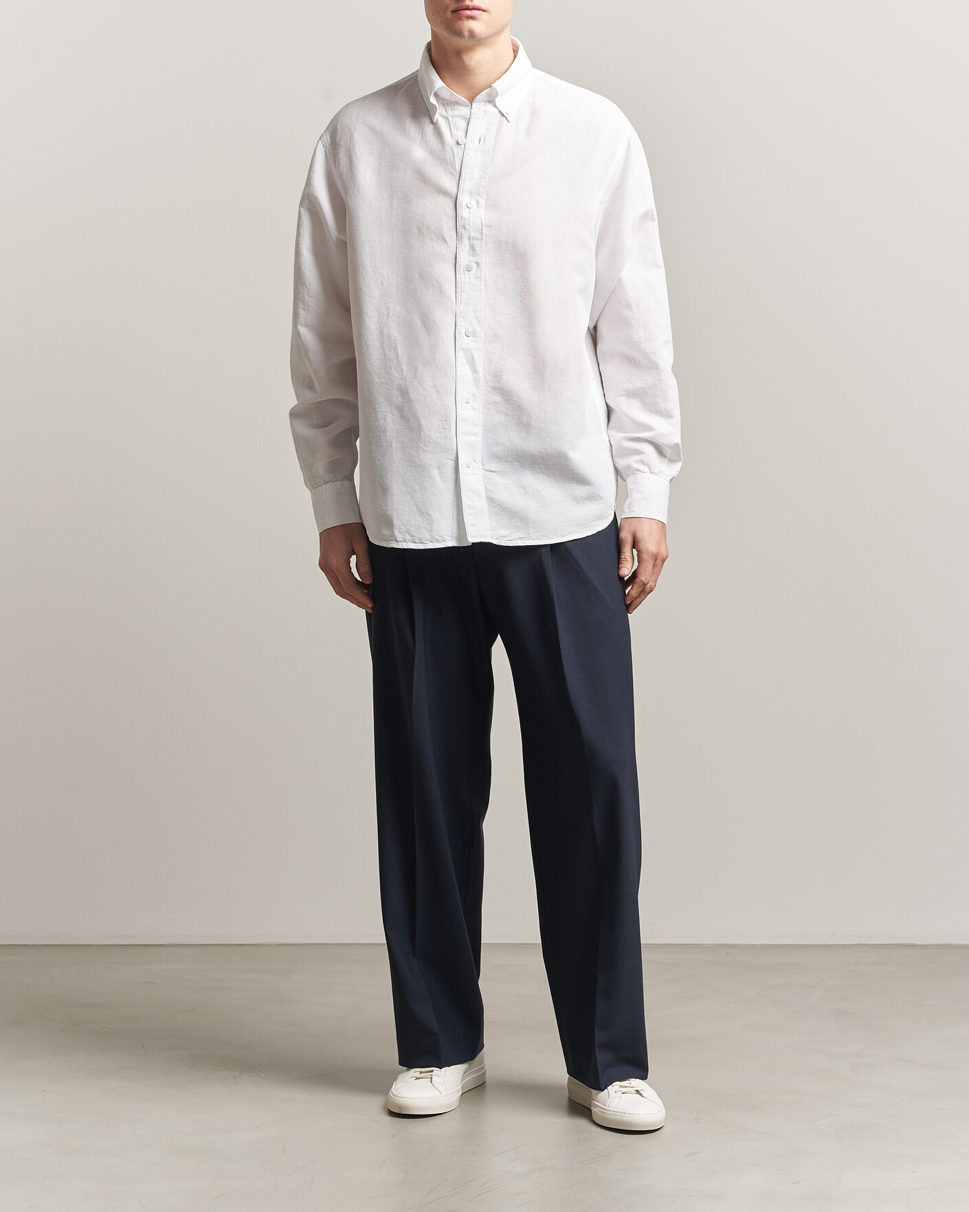 Hombres | Camisas | Filippa K | Relaxed Cotton/Linen Shirt White