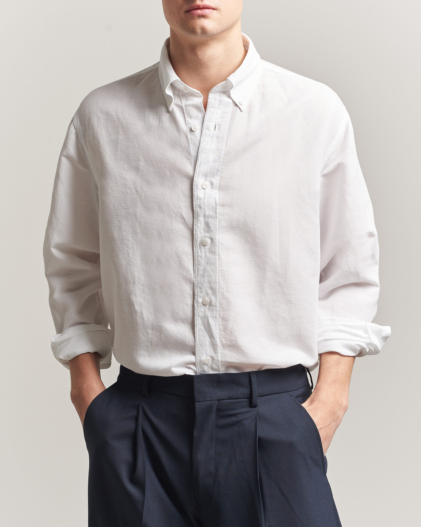 Hombres | Camisas | Filippa K | Relaxed Cotton/Linen Shirt White