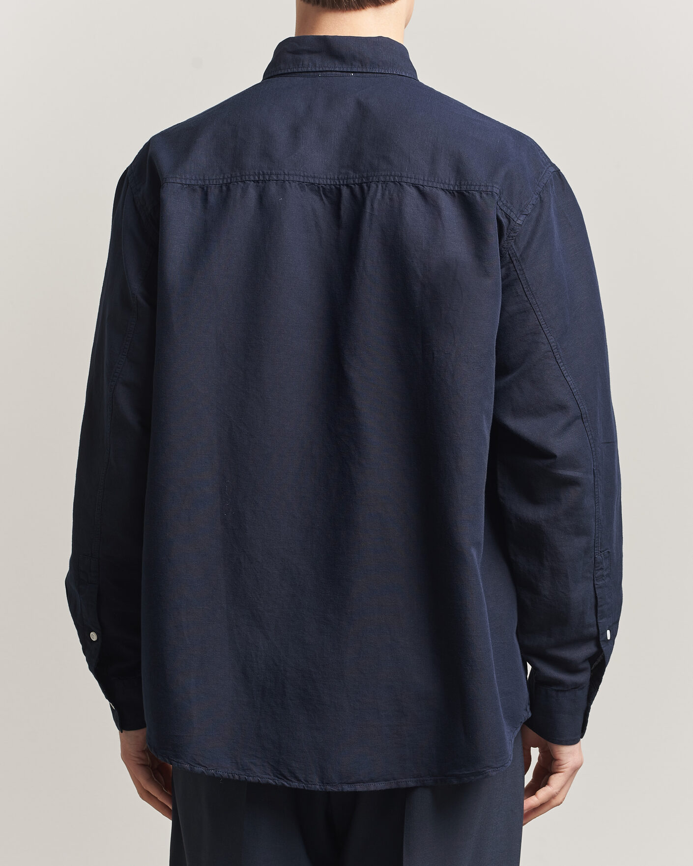 Hombres | Camisas | Filippa K | Relaxed Cotton/Linen Shirt Navy