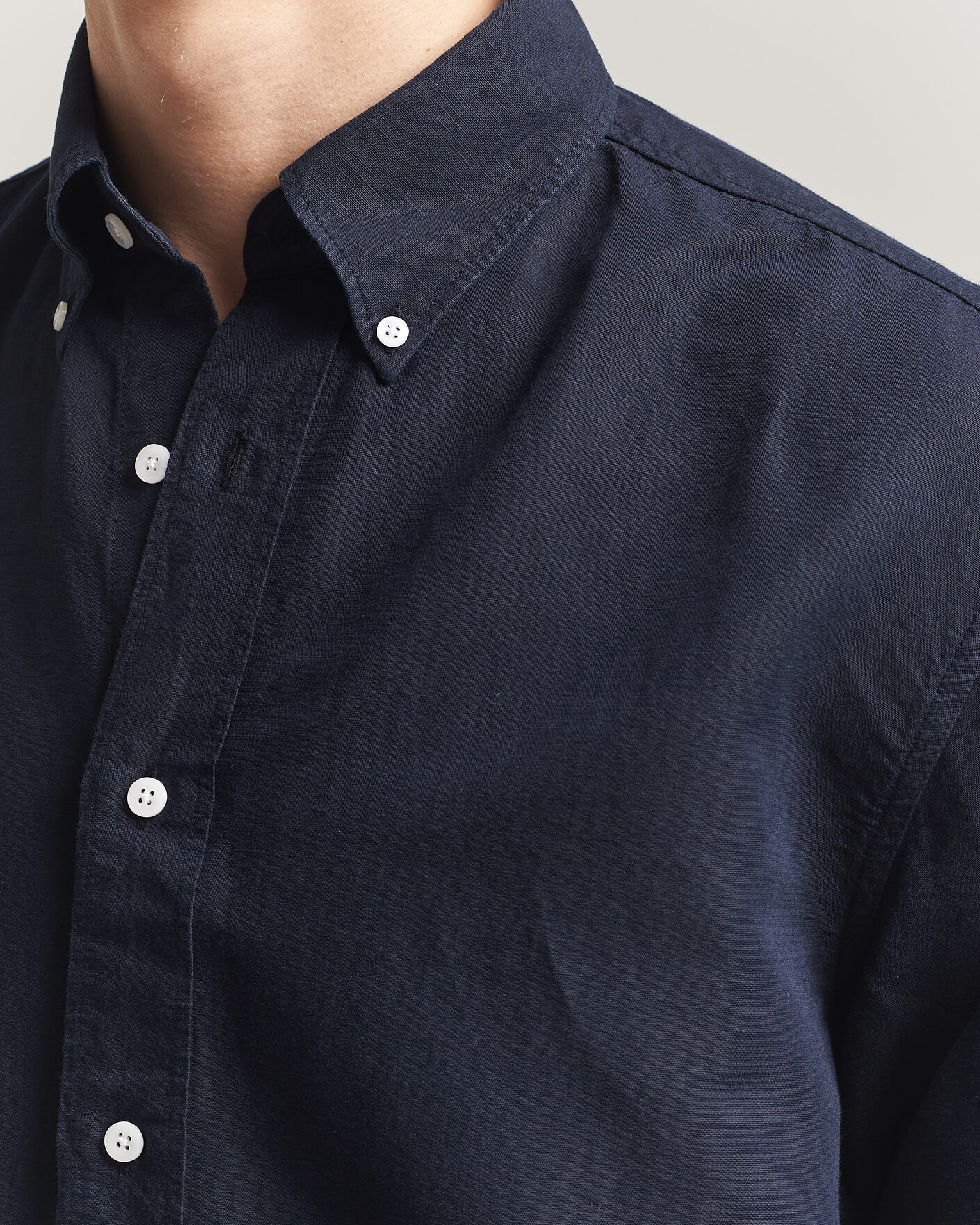 Hombres | Camisas | Filippa K | Relaxed Cotton/Linen Shirt Navy