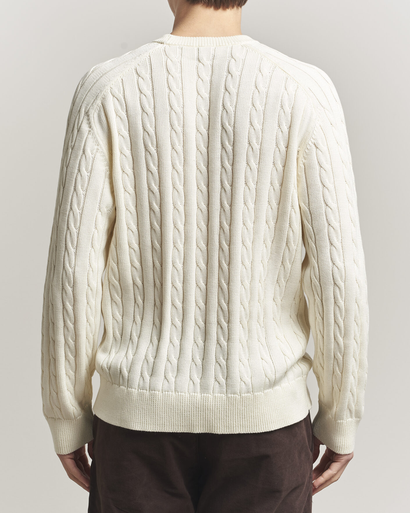 Hombres | Jerséis y prendas de punto | Filippa K | Cotton Cable Crew Neck Sweater Calico White