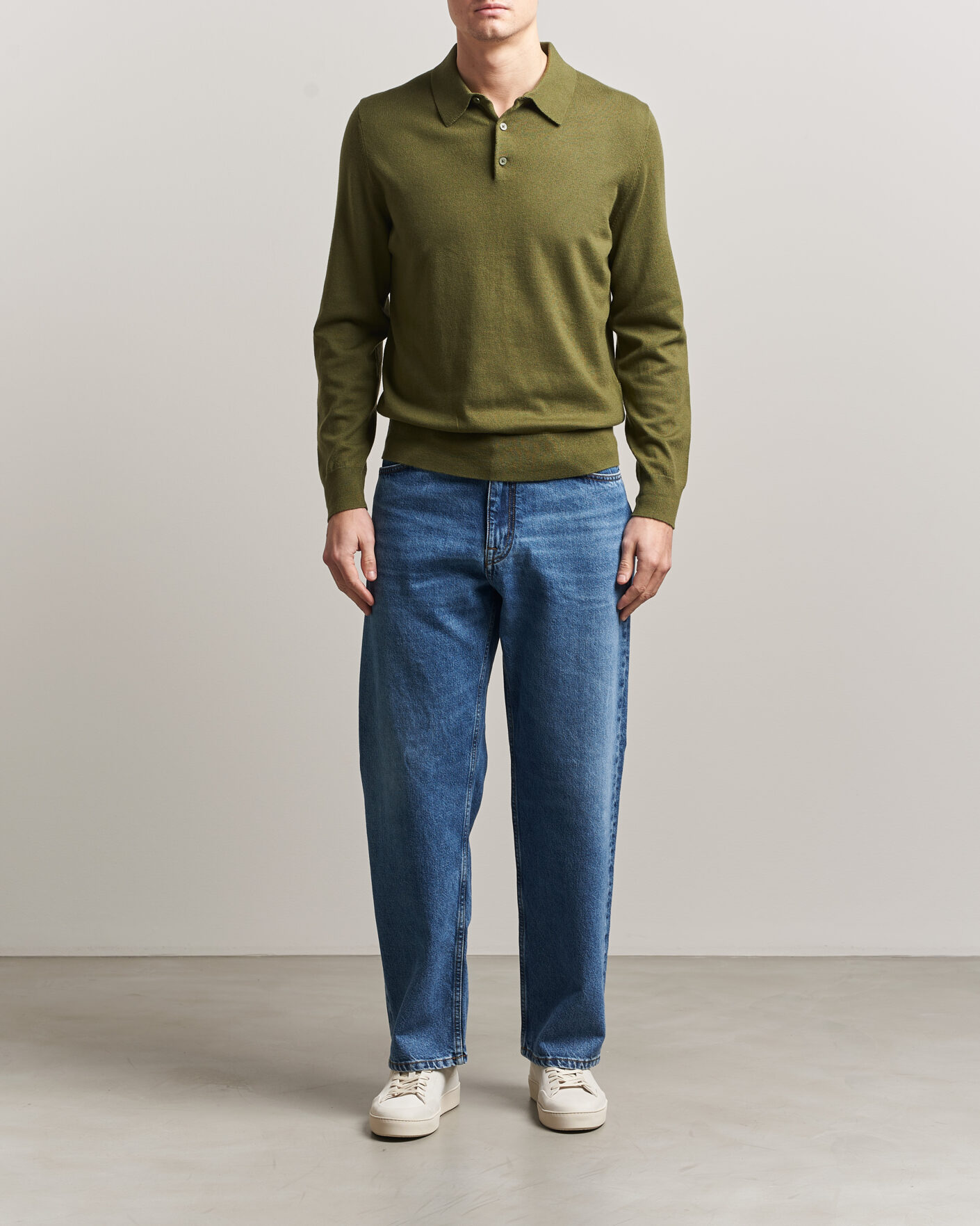 Hombres | Jerséis y prendas de punto | Filippa K | Knitted Polo Shirt Laurel Green