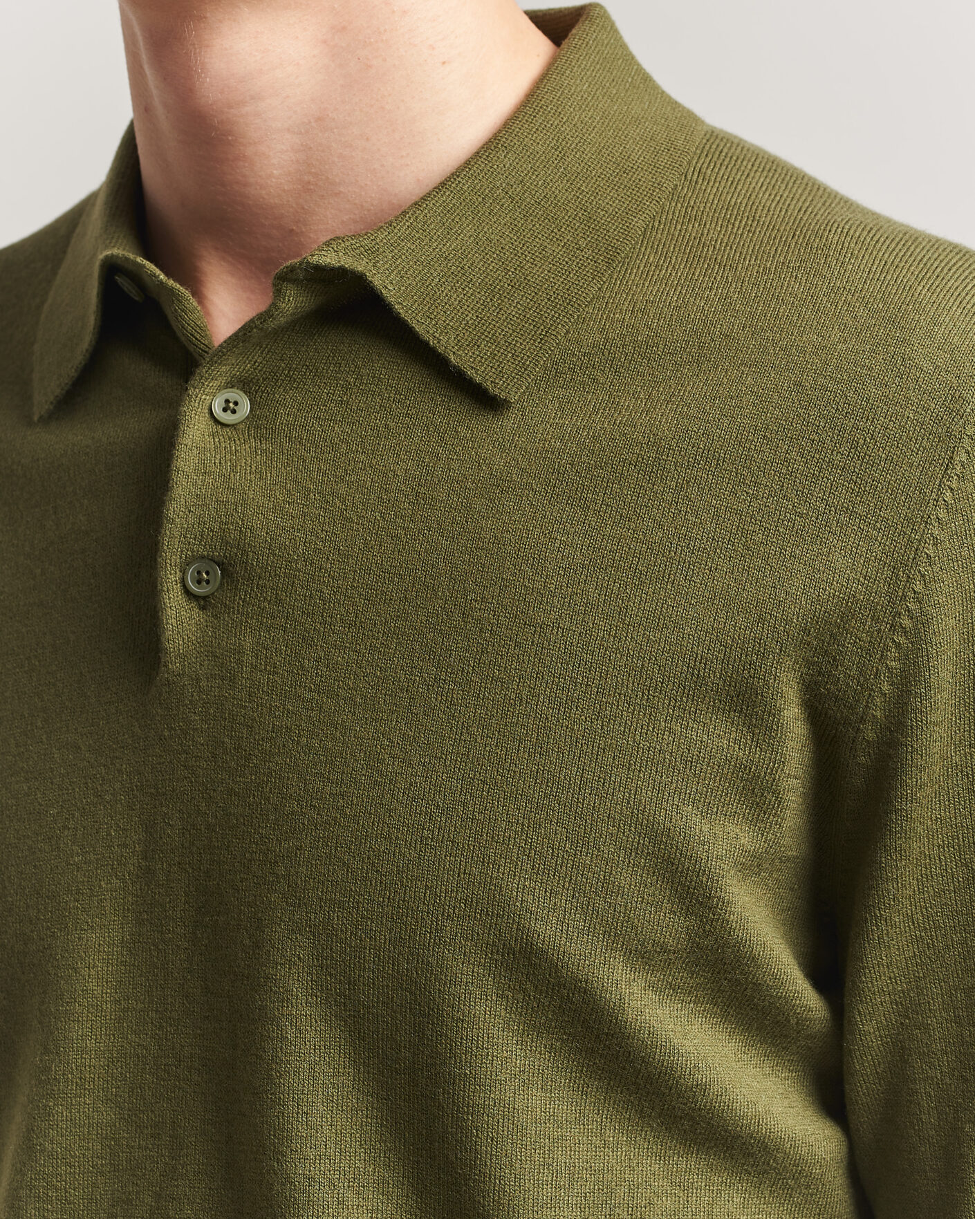 Hombres | Jerséis y prendas de punto | Filippa K | Knitted Polo Shirt Laurel Green