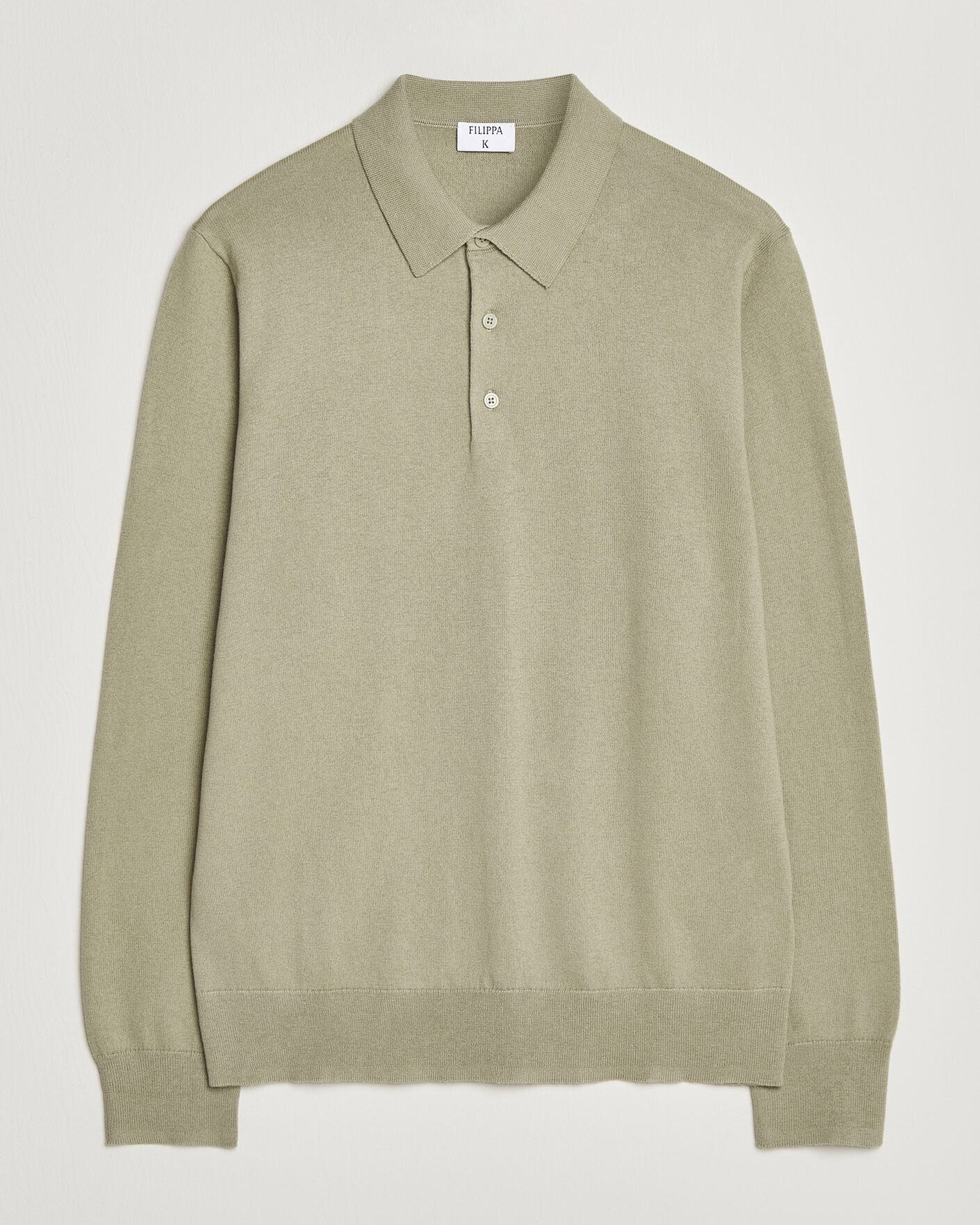 Hombres | Jerséis y prendas de punto | Filippa K | Knitted Polo Shirt Light Green