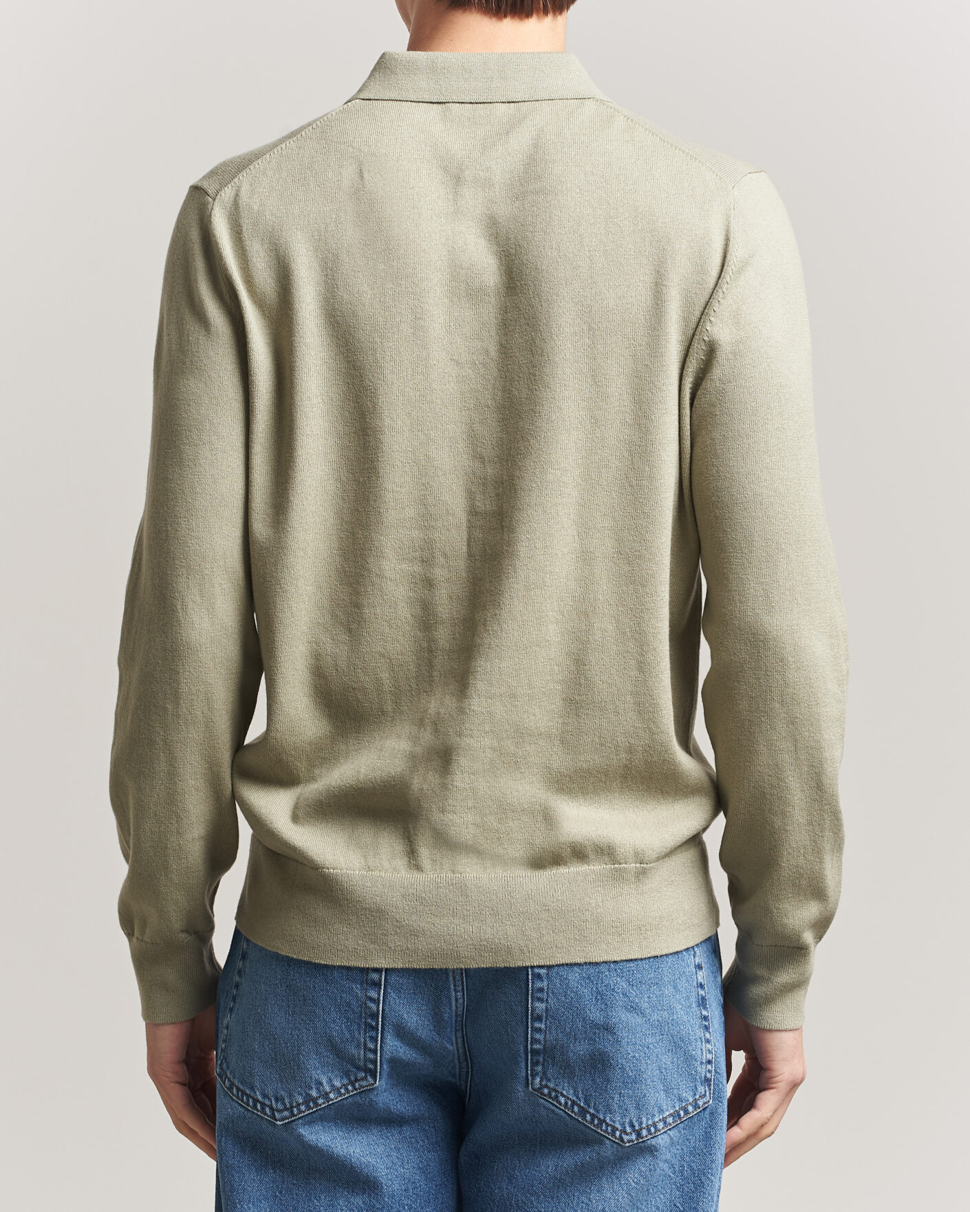 Hombres | Jerséis y prendas de punto | Filippa K | Knitted Polo Shirt Light Green