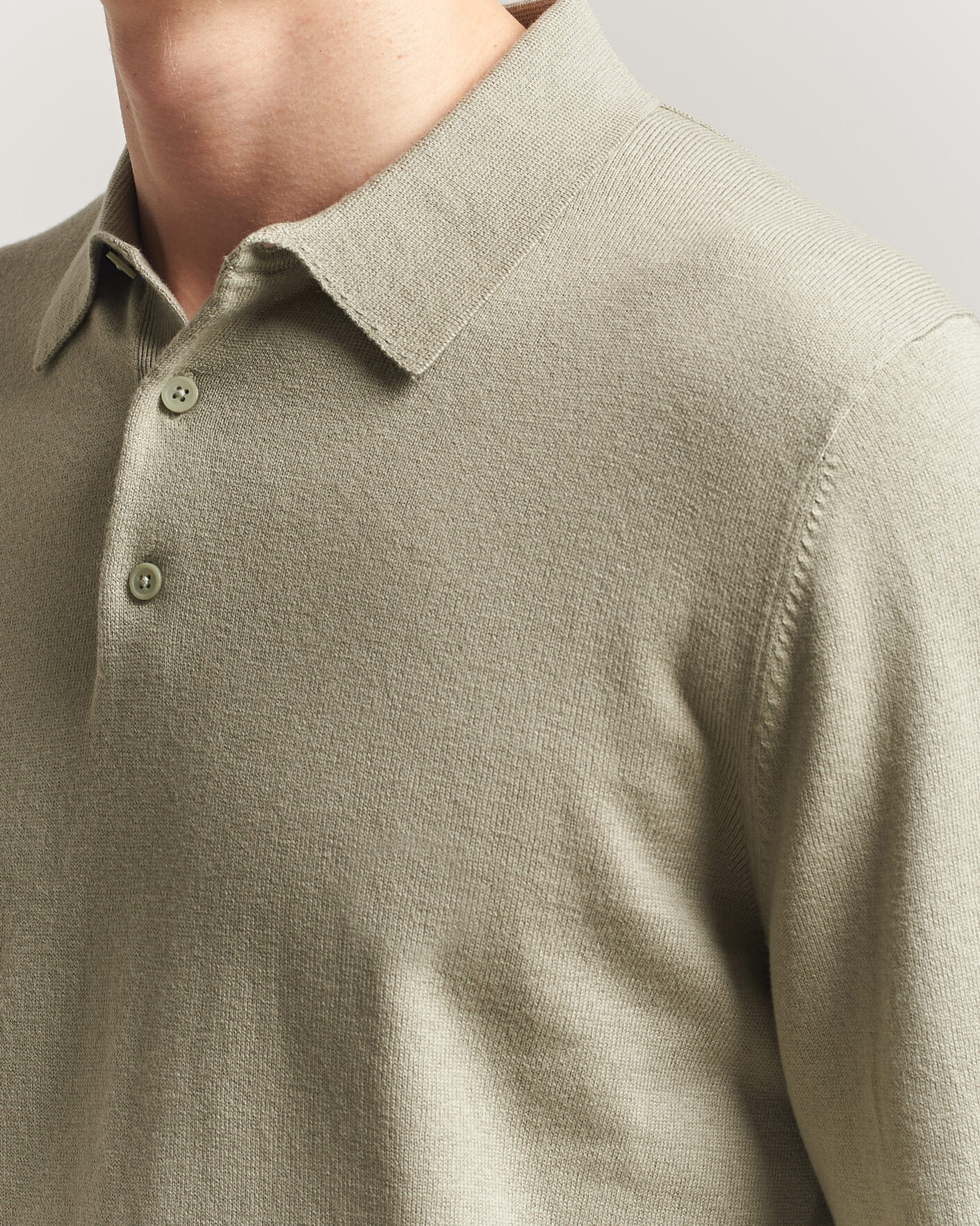 Hombres | Jerséis y prendas de punto | Filippa K | Knitted Polo Shirt Light Green