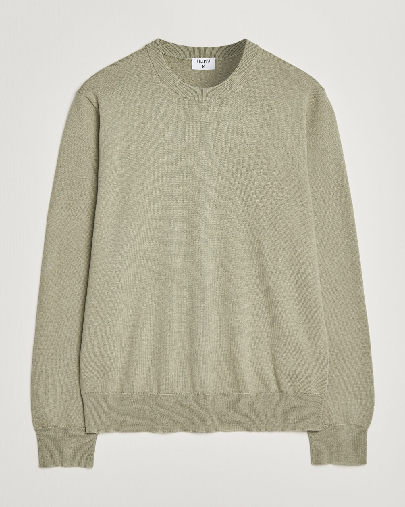 Hombres | Jerséis y prendas de punto | Filippa K | Cotton Merino Knitted Sweater Light Green