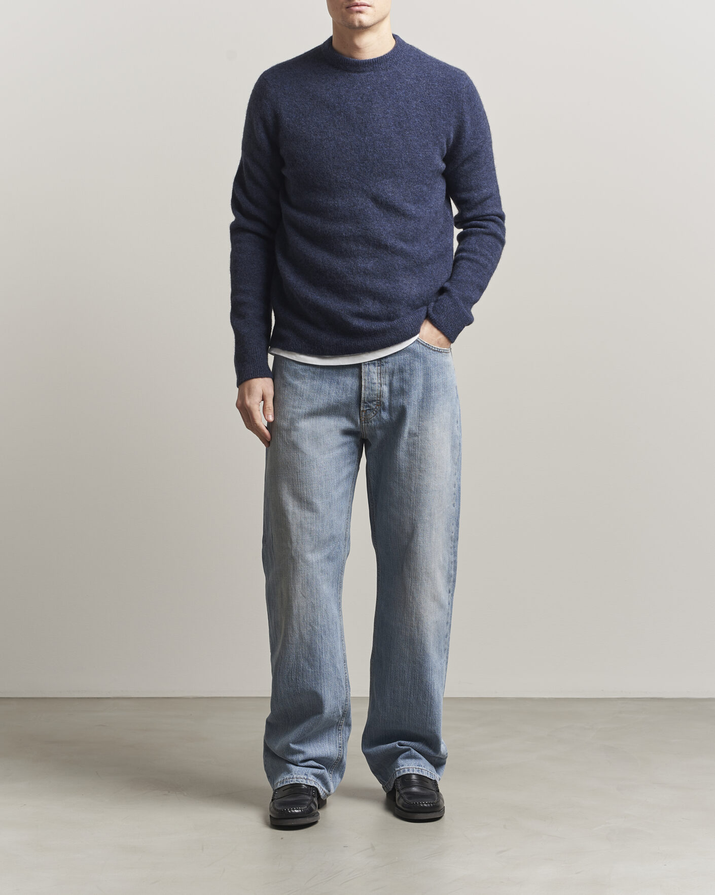 Hombres | Jerséis y prendas de punto | Filippa K | Yak Knitted Sweater Night Teal