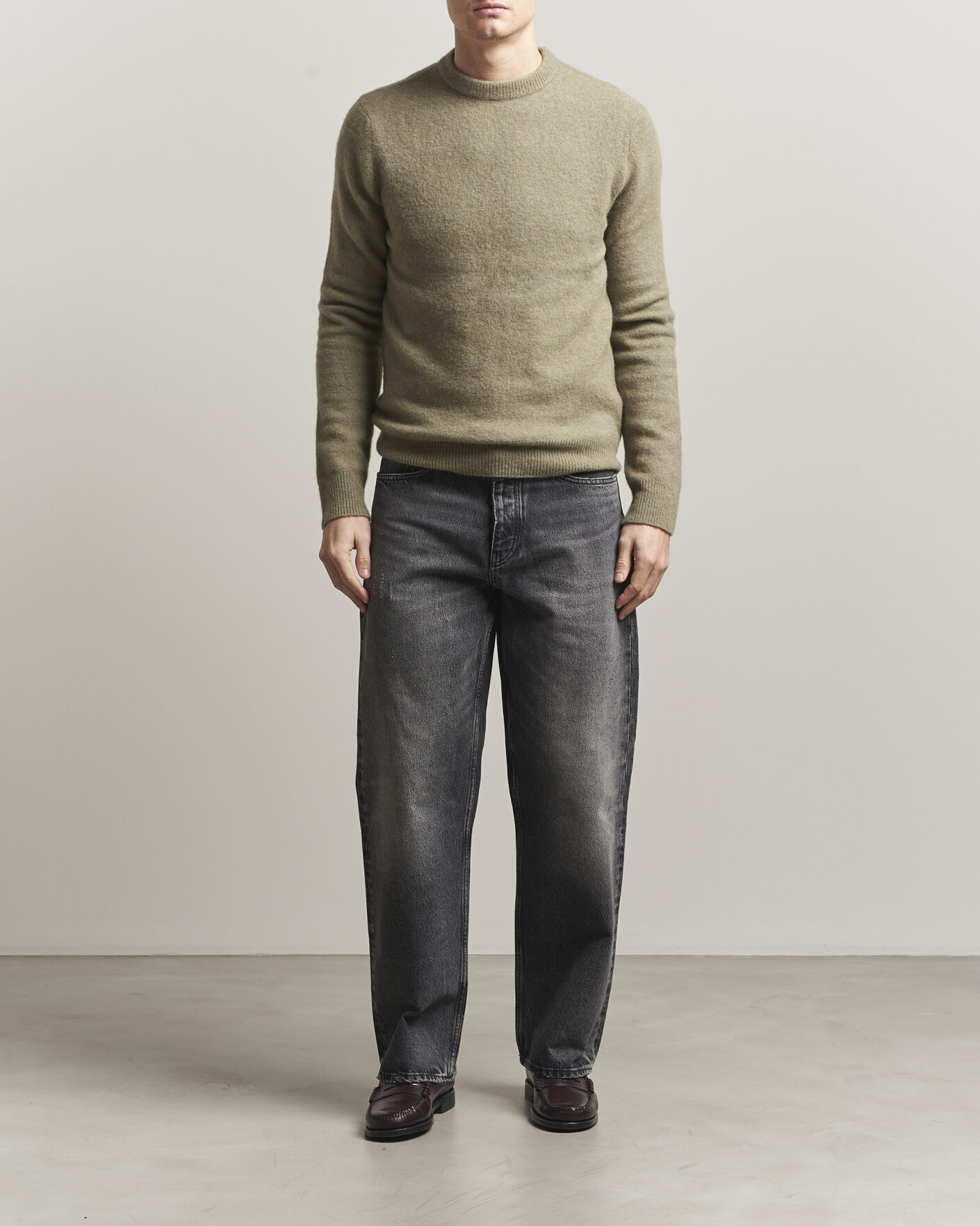 Hombres | Jerséis y prendas de punto | Filippa K | Yak Knitted Sweater Light Green