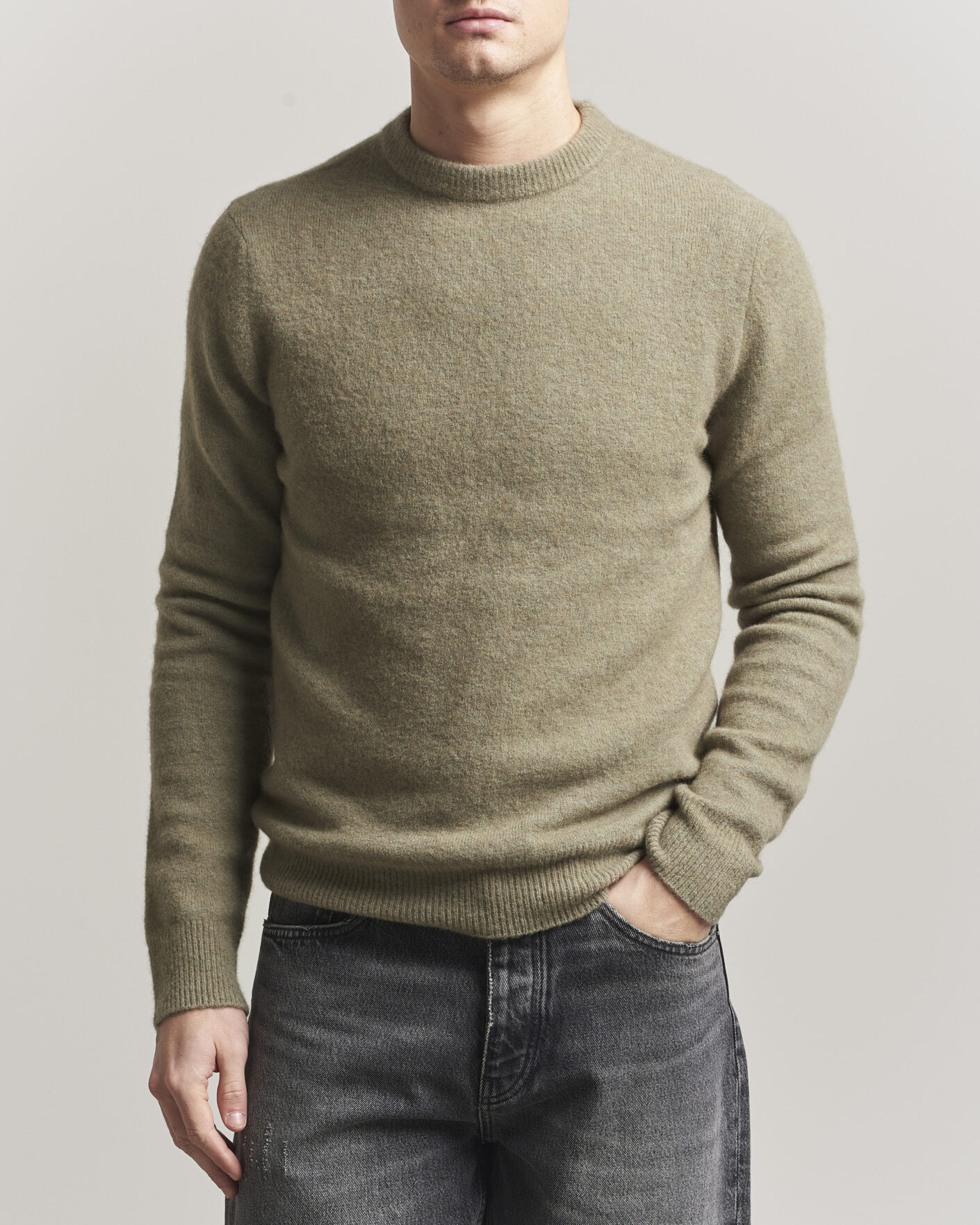 Hombres | Jerséis y prendas de punto | Filippa K | Yak Knitted Sweater Light Green