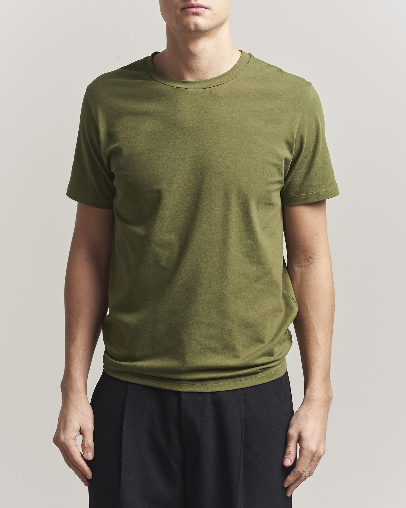 Hombres | Camisetas | Filippa K | Soft Lycra T-Shirt Laurel Green