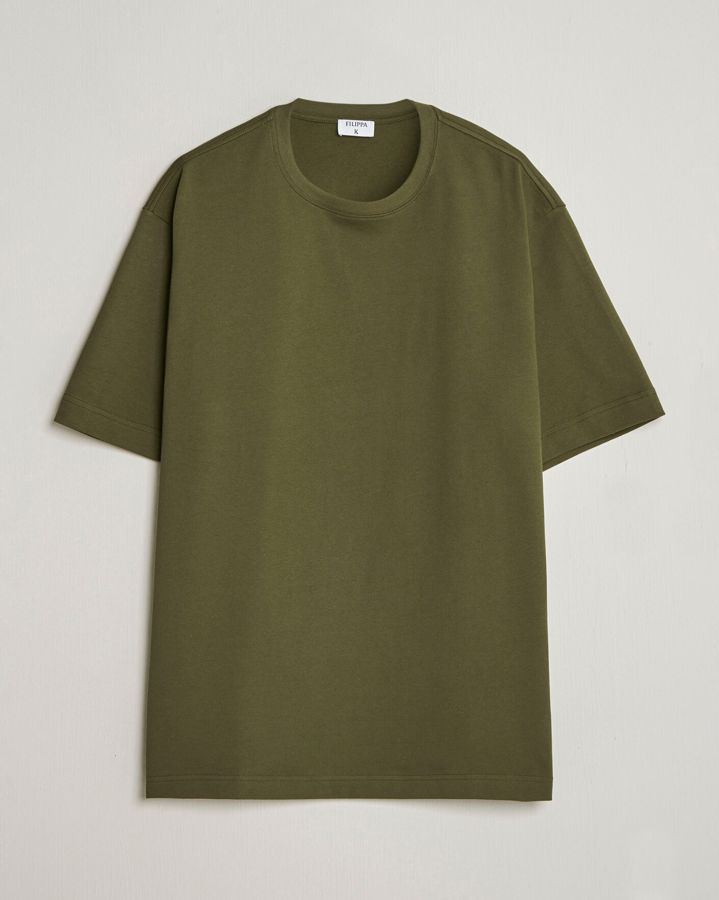 Hombres | Camisetas | Filippa K | Heavy Cotton Crew Neck T-Shirt Midnight Green